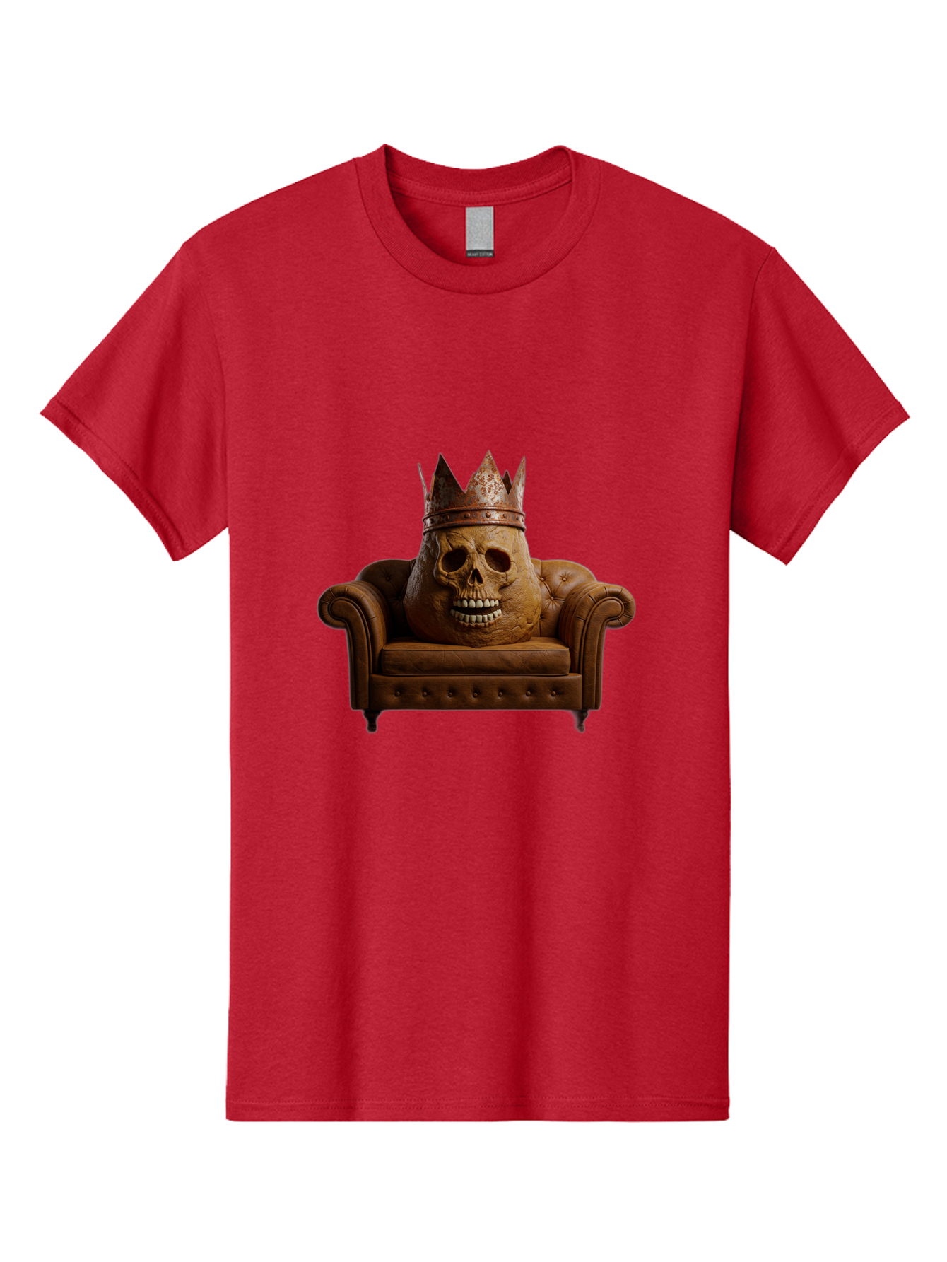 Crowned-Skull-On-Leather-Sofa Men'S Graphic Tee, 100% Cotton, Comfortable Casual Summer Wear, Machine Washable, Vintage Camera, Old Camera, Antique Camera, Black Camera, Classic Photography, Photography Equipment, Nostalgic Device, Bah832 15