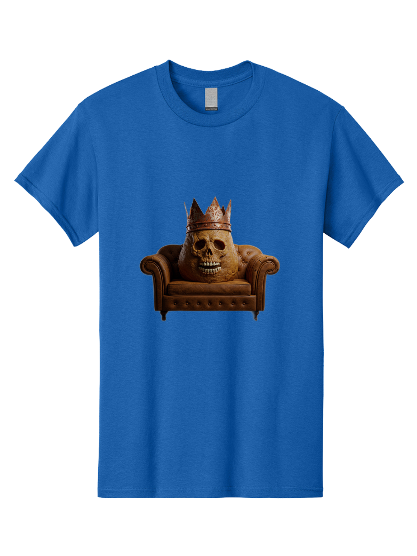 Crowned-Skull-On-Leather-Sofa Men'S Graphic Tee, 100% Cotton, Comfortable Casual Summer Wear, Machine Washable, Vintage Camera, Old Camera, Antique Camera, Black Camera, Classic Photography, Photography Equipment, Nostalgic Device, Bah832 6