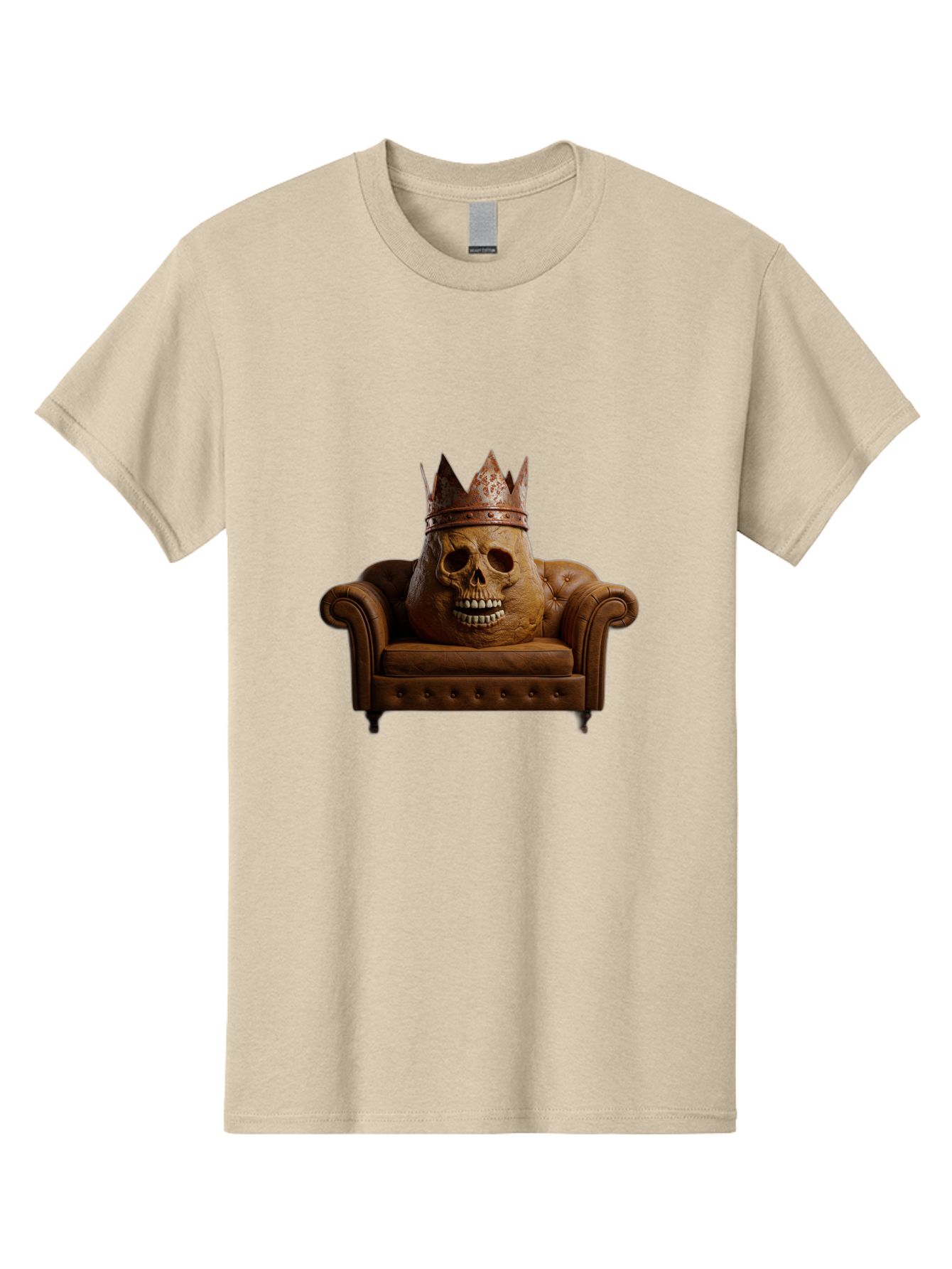 Crowned-Skull-On-Leather-Sofa Men'S Graphic Tee, 100% Cotton, Comfortable Casual Summer Wear, Machine Washable, Vintage Camera, Old Camera, Antique Camera, Black Camera, Classic Photography, Photography Equipment, Nostalgic Device, Bah832 8