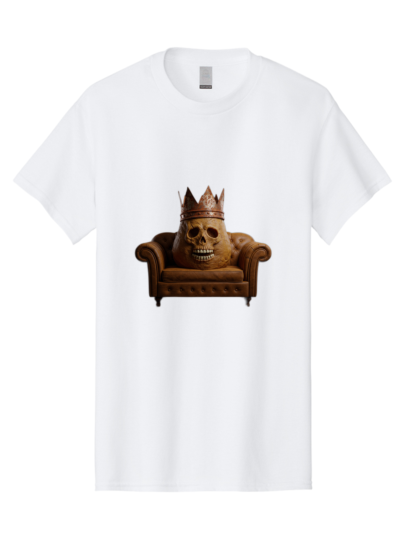 Crowned-Skull-On-Leather-Sofa Men'S Graphic Tee, 100% Cotton, Comfortable Casual Summer Wear, Machine Washable, Vintage Camera, Old Camera, Antique Camera, Black Camera, Classic Photography, Photography Equipment, Nostalgic Device, Bah832 9