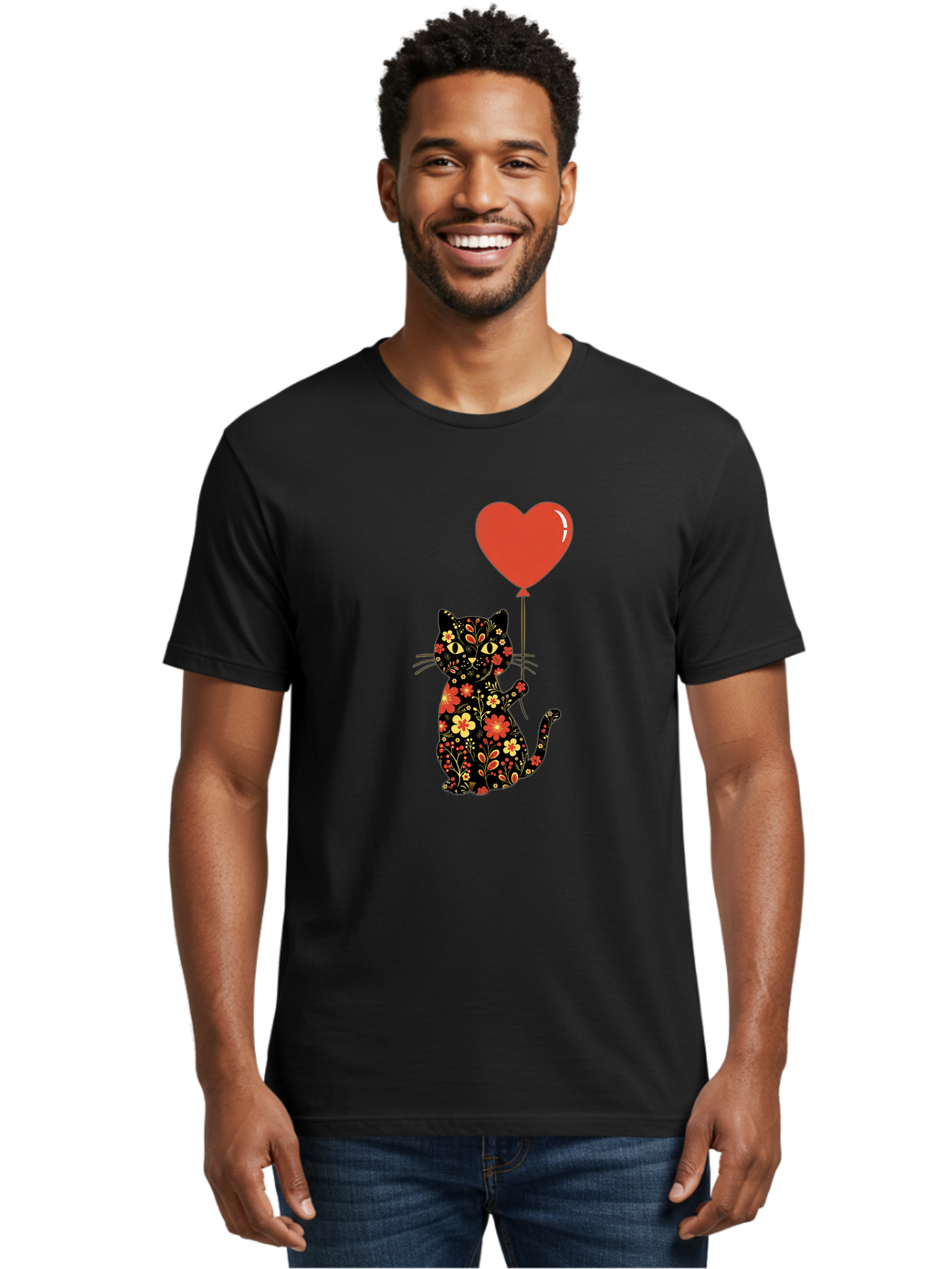 Floral-Cat-Heart-Balloon-1 Men'S Graphic Tee, 100% Cotton, Comfortable Casual Summer Wear, Machine Washable, Vintage Camera, Old Camera, Antique Camera, Black Camera, Classic Photography, Photography Equipment, Nostalgic Device, Film Camera, Bah996 16