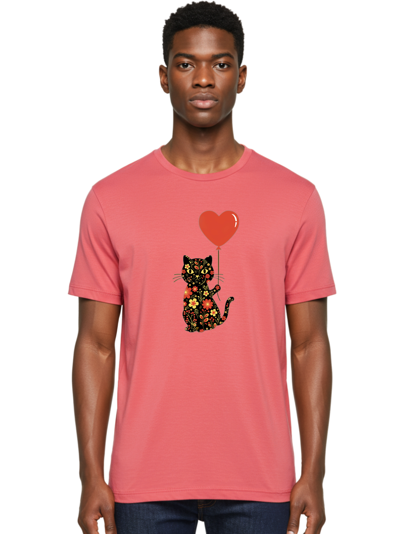 Floral-Cat-Heart-Balloon-1 Men'S Graphic Tee, 100% Cotton, Comfortable Casual Summer Wear, Machine Washable, Vintage Camera, Old Camera, Antique Camera, Black Camera, Classic Photography, Photography Equipment, Nostalgic Device, Film Camera, Bah996 26