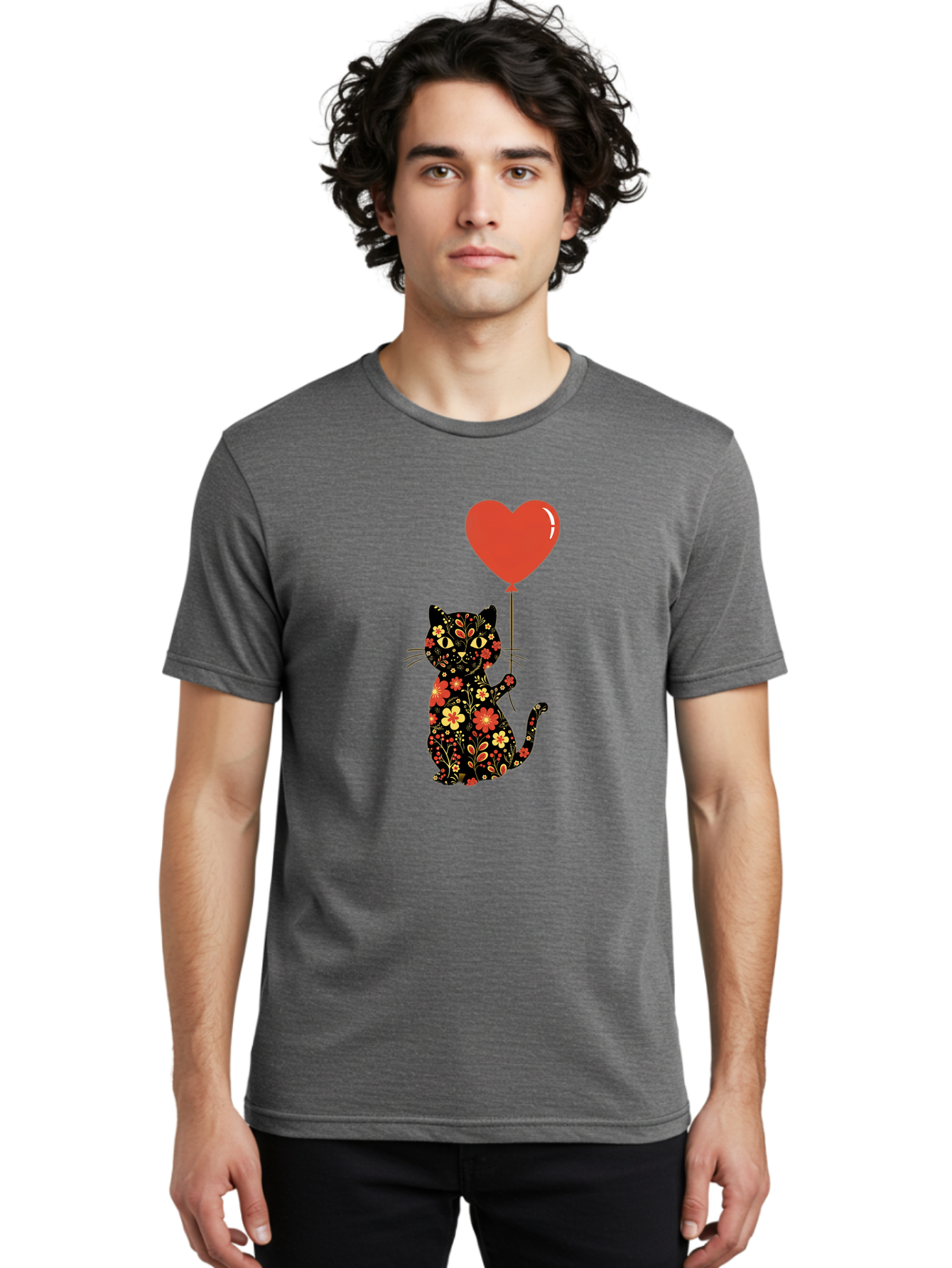 Floral-Cat-Heart-Balloon-1 Men'S Graphic Tee, 100% Cotton, Comfortable Casual Summer Wear, Machine Washable, Vintage Camera, Old Camera, Antique Camera, Black Camera, Classic Photography, Photography Equipment, Nostalgic Device, Film Camera, Bah996 18