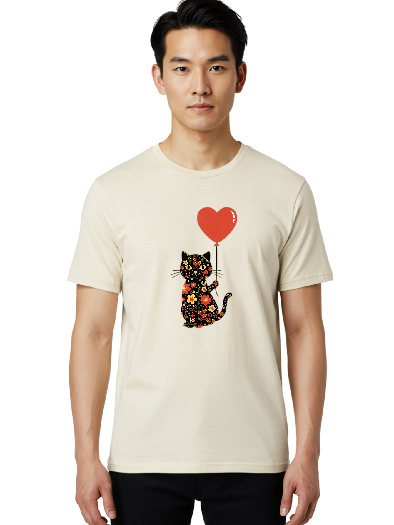 Floral-Cat-Heart-Balloon-1 Men'S Graphic Tee, 100% Cotton, Comfortable Casual Summer Wear, Machine Washable, Vintage Camera, Old Camera, Antique Camera, Black Camera, Classic Photography, Photography Equipment, Nostalgic Device, Film Camera, Bah996 25