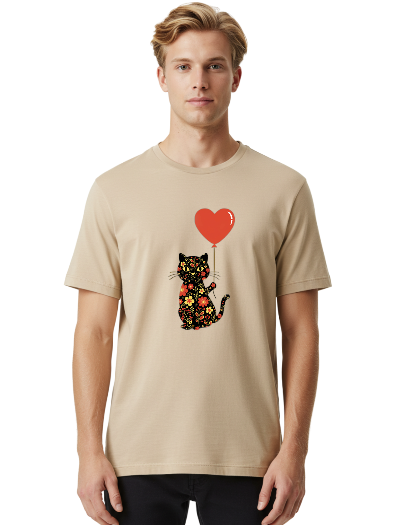 Floral-Cat-Heart-Balloon-1 Men'S Graphic Tee, 100% Cotton, Comfortable Casual Summer Wear, Machine Washable, Vintage Camera, Old Camera, Antique Camera, Black Camera, Classic Photography, Photography Equipment, Nostalgic Device, Film Camera, Bah996 27