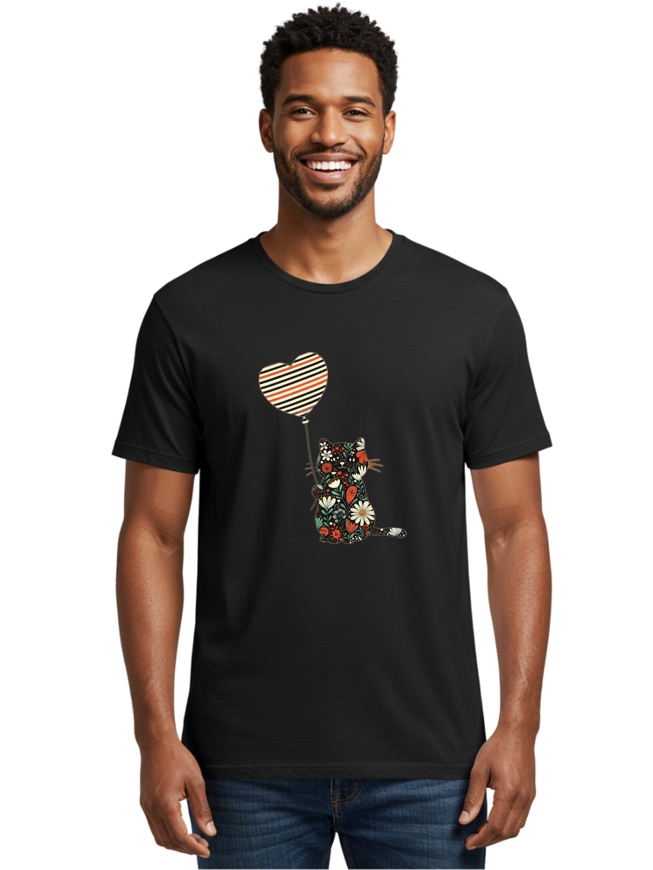Floral-Cat-Heart-Balloon Men'S Graphic Tee, 100% Cotton, Comfortable Casual Summer Wear, Machine Washable, Vintage Camera, Old Camera, Antique Camera, Black Camera, Classic Photography, Photography Equipment, Nostalgic Device, Film Camera, Bah997 20