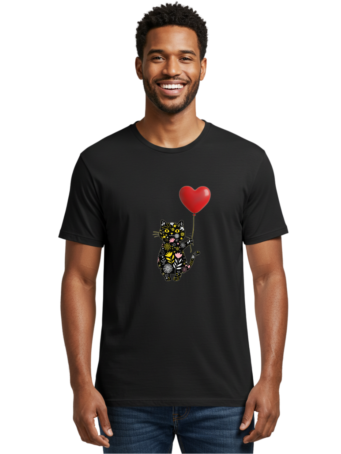 Floral-Cat-With-Heart-Balloon Men'S Graphic Tee, 100% Cotton, Comfortable Casual Summer Wear, Machine Washable, Vintage Camera, Old Camera, Antique Camera, Black Camera, Classic Photography, Photography Equipment, Nostalgic Device, Bah998 28
