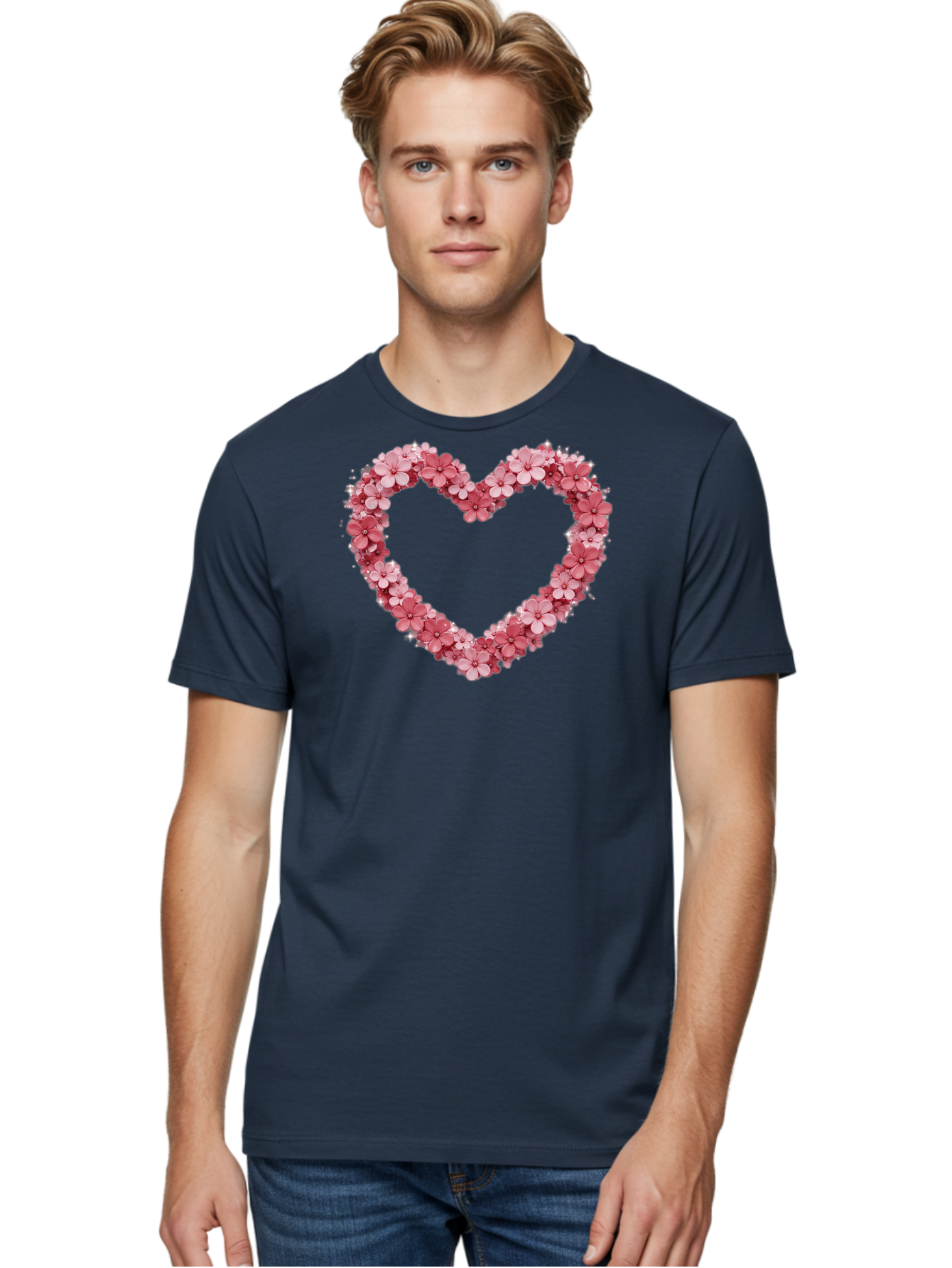 Heart-Shape-With-Pink-Flowers Men'S Graphic Tee, 100% Cotton, Comfortable Casual Summer Wear, Machine Washable, Vintage Camera, Old Camera, Antique Camera, Black Camera, Classic Photography, Photography Equipment, Nostalgic Device, Bai069 29