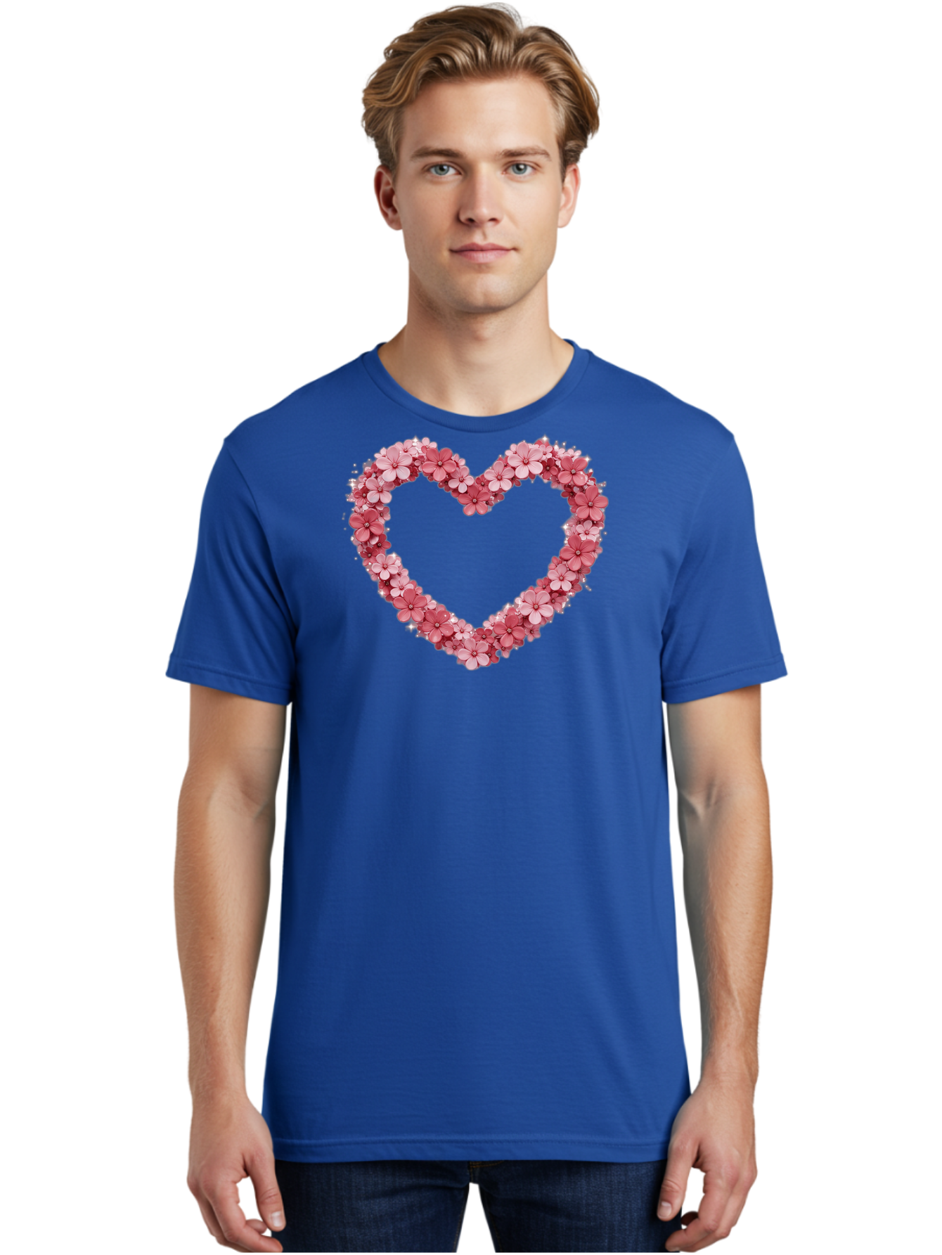 Heart-Shape-With-Pink-Flowers Men'S Graphic Tee, 100% Cotton, Comfortable Casual Summer Wear, Machine Washable, Vintage Camera, Old Camera, Antique Camera, Black Camera, Classic Photography, Photography Equipment, Nostalgic Device, Bai069 26