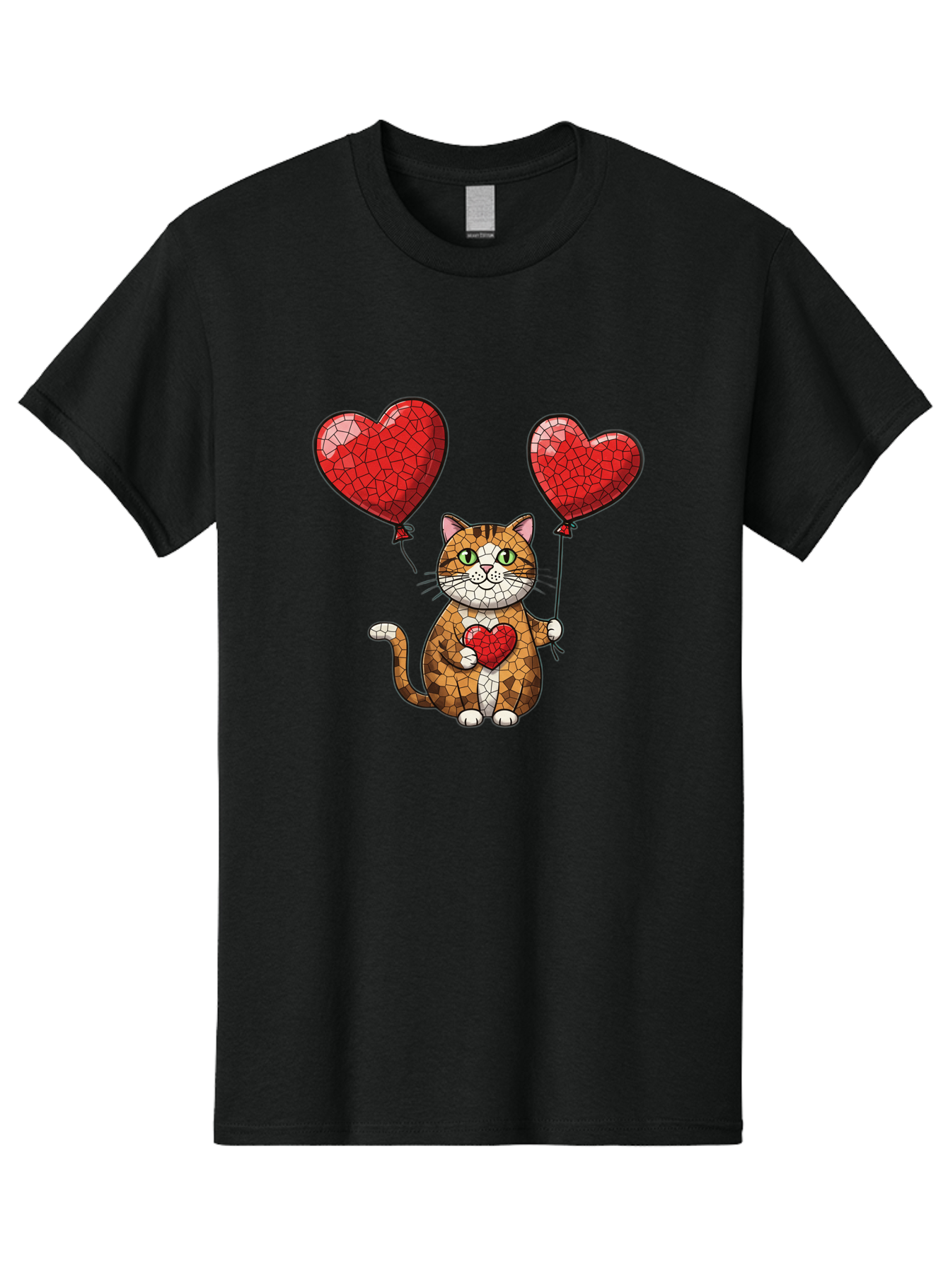 Mosaic-Cat-With-Heart-Balloons Men'S Graphic Tee, 100% Cotton, Comfortable Casual Summer Wear, Machine Washable, Vintage Camera, Old Camera, Antique Camera, Black Camera, Classic Photography, Photography Equipment, Nostalgic Device, Bai165 3
