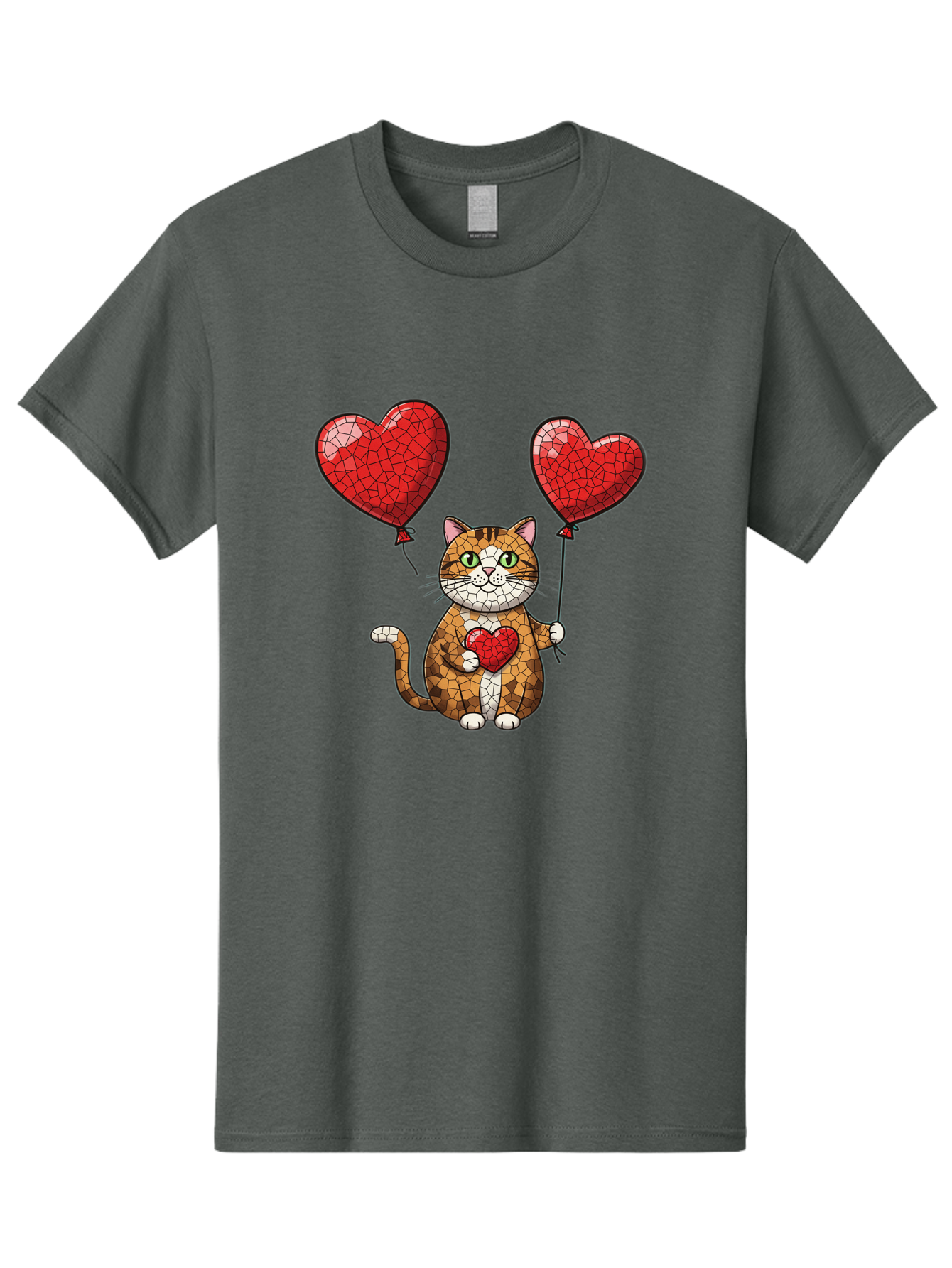Mosaic-Cat-With-Heart-Balloons Men'S Graphic Tee, 100% Cotton, Comfortable Casual Summer Wear, Machine Washable, Vintage Camera, Old Camera, Antique Camera, Black Camera, Classic Photography, Photography Equipment, Nostalgic Device, Bai165 11
