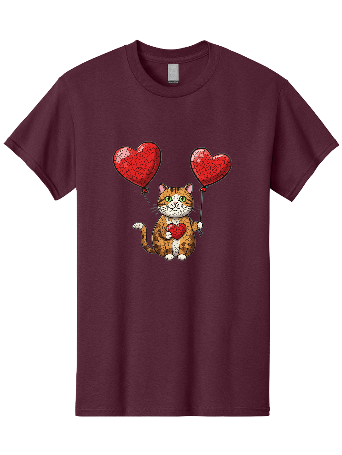 Mosaic-Cat-With-Heart-Balloons Men'S Graphic Tee, 100% Cotton, Comfortable Casual Summer Wear, Machine Washable, Vintage Camera, Old Camera, Antique Camera, Black Camera, Classic Photography, Photography Equipment, Nostalgic Device, Bai165 5