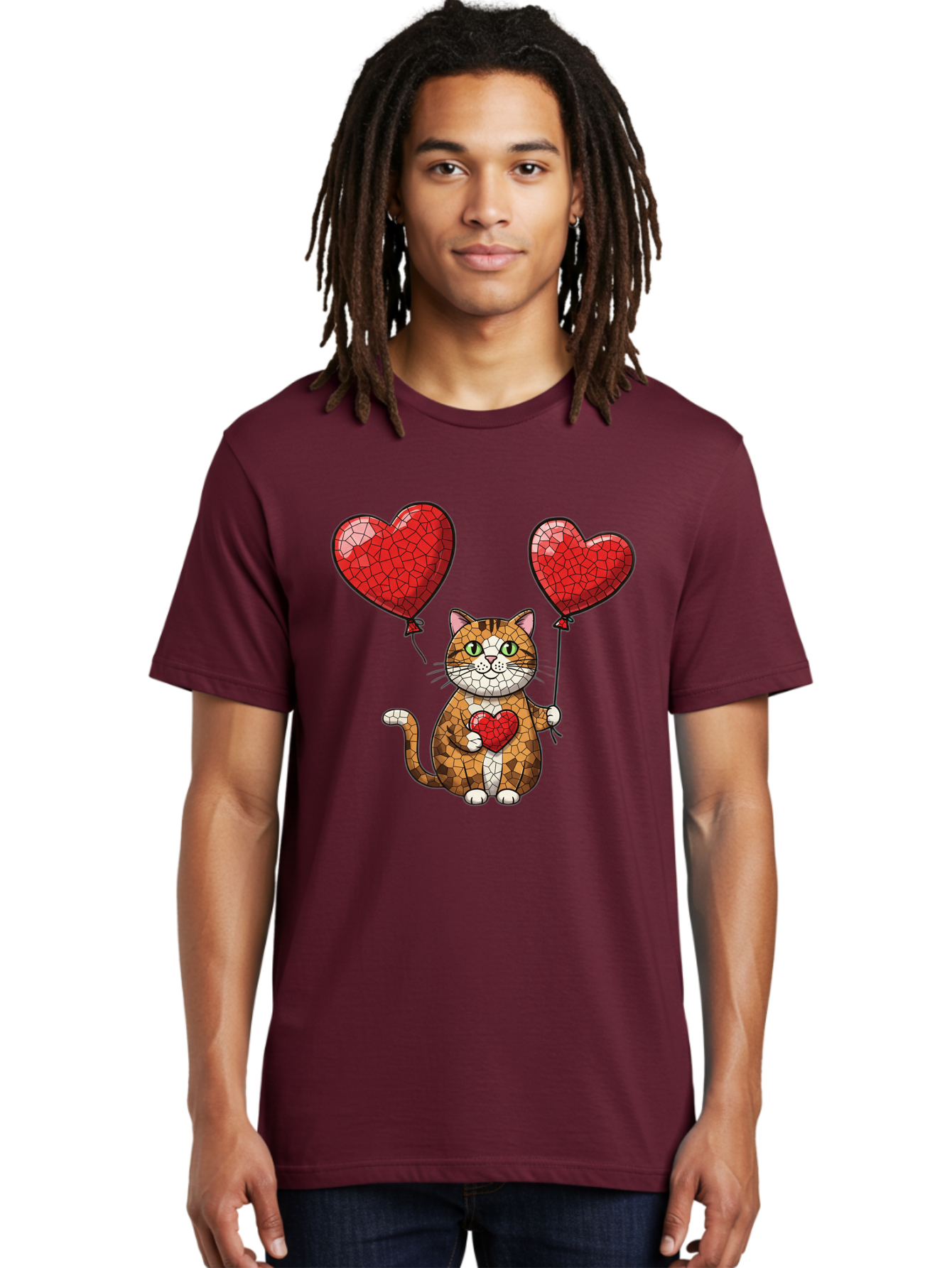 Mosaic-Cat-With-Heart-Balloons Men'S Graphic Tee, 100% Cotton, Comfortable Casual Summer Wear, Machine Washable, Vintage Camera, Old Camera, Antique Camera, Black Camera, Classic Photography, Photography Equipment, Nostalgic Device, Bai165 20