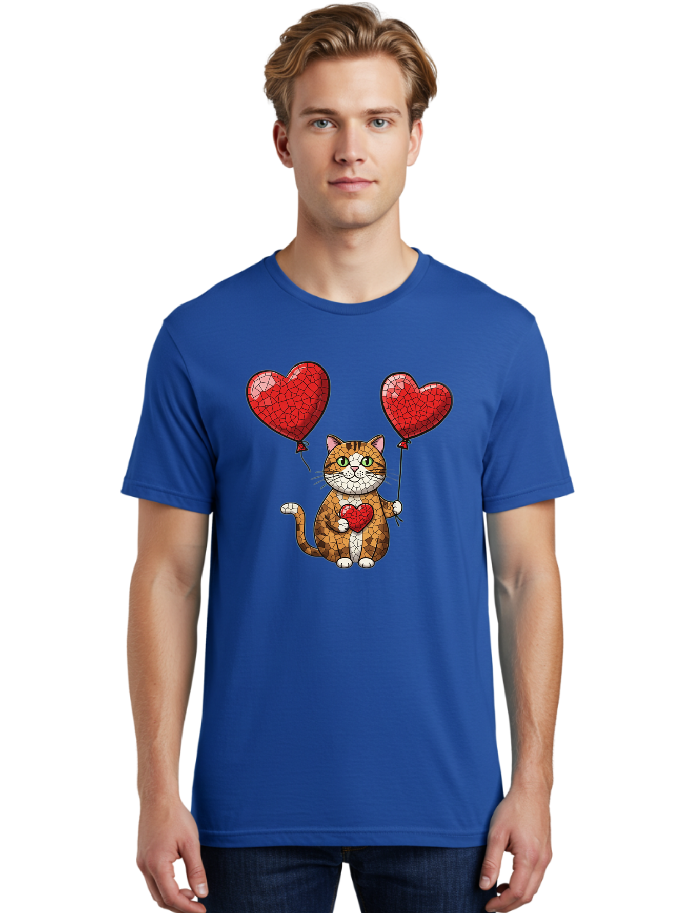 Mosaic-Cat-With-Heart-Balloons Men'S Graphic Tee, 100% Cotton, Comfortable Casual Summer Wear, Machine Washable, Vintage Camera, Old Camera, Antique Camera, Black Camera, Classic Photography, Photography Equipment, Nostalgic Device, Bai165 23