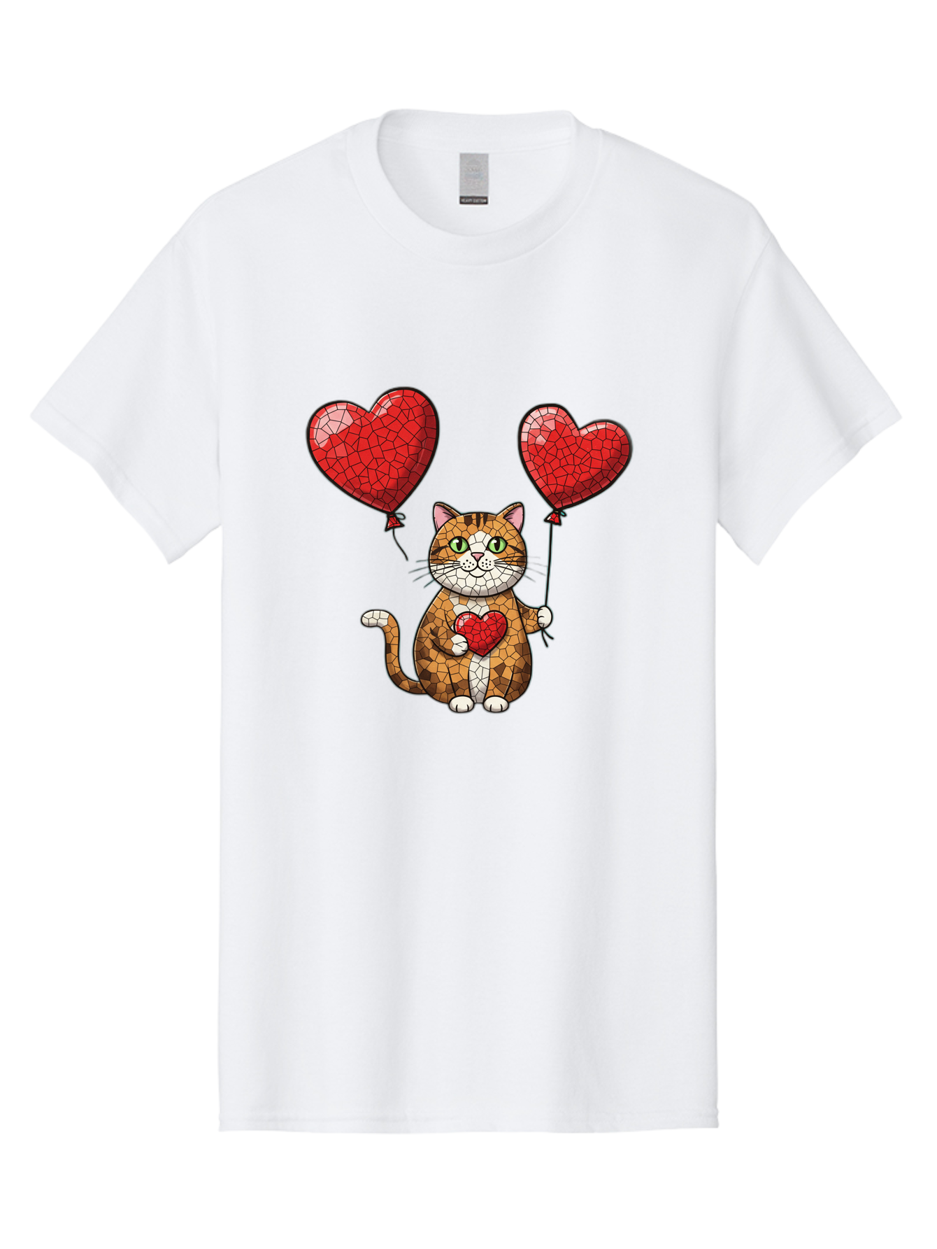 Mosaic-Cat-With-Heart-Balloons Men'S Graphic Tee, 100% Cotton, Comfortable Casual Summer Wear, Machine Washable, Vintage Camera, Old Camera, Antique Camera, Black Camera, Classic Photography, Photography Equipment, Nostalgic Device, Bai165 15