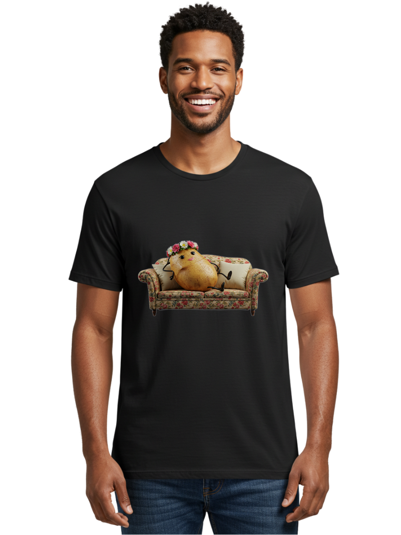 Potato-With-Flowers-On-Sofa Men'S Graphic Tee, 100% Cotton, Comfortable Casual Summer Wear, Machine Washable, Vintage Camera, Old Camera, Antique Camera, Black Camera, Classic Photography, Photography Equipment, Nostalgic Device, Film Camera, Bai253 29