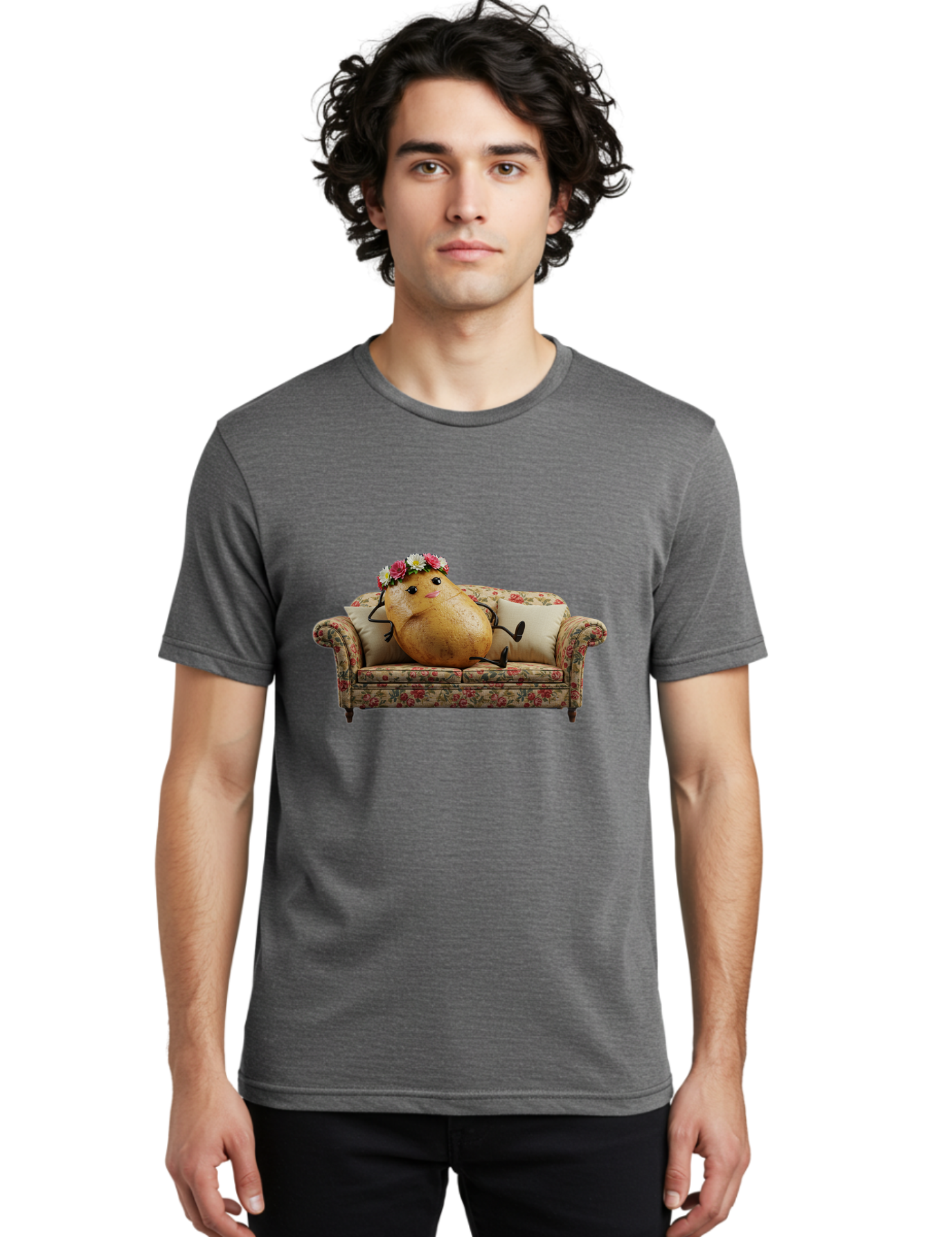 Potato-With-Flowers-On-Sofa Men'S Graphic Tee, 100% Cotton, Comfortable Casual Summer Wear, Machine Washable, Vintage Camera, Old Camera, Antique Camera, Black Camera, Classic Photography, Photography Equipment, Nostalgic Device, Film Camera, Bai253 21