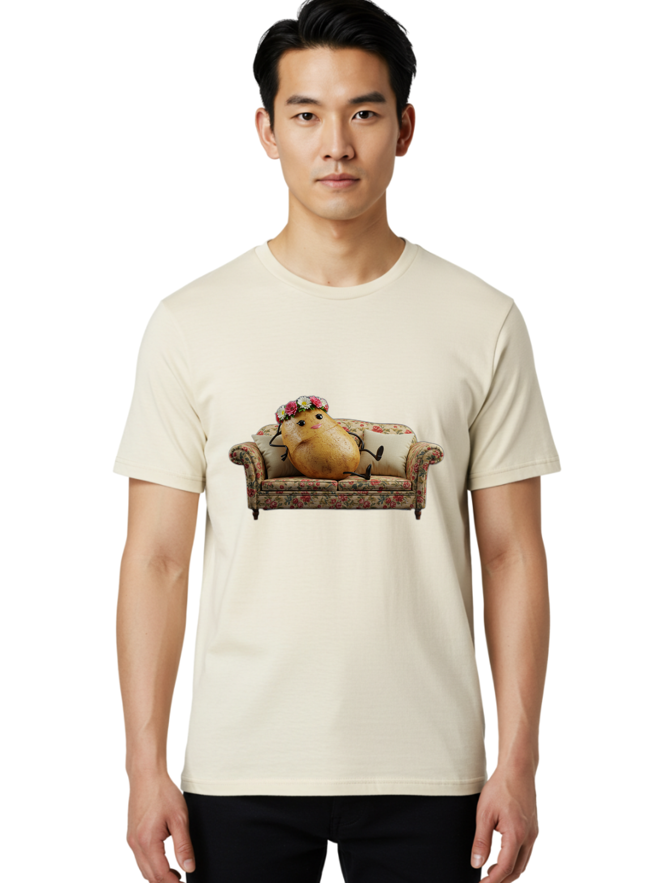 Potato-With-Flowers-On-Sofa Men'S Graphic Tee, 100% Cotton, Comfortable Casual Summer Wear, Machine Washable, Vintage Camera, Old Camera, Antique Camera, Black Camera, Classic Photography, Photography Equipment, Nostalgic Device, Film Camera, Bai253 28