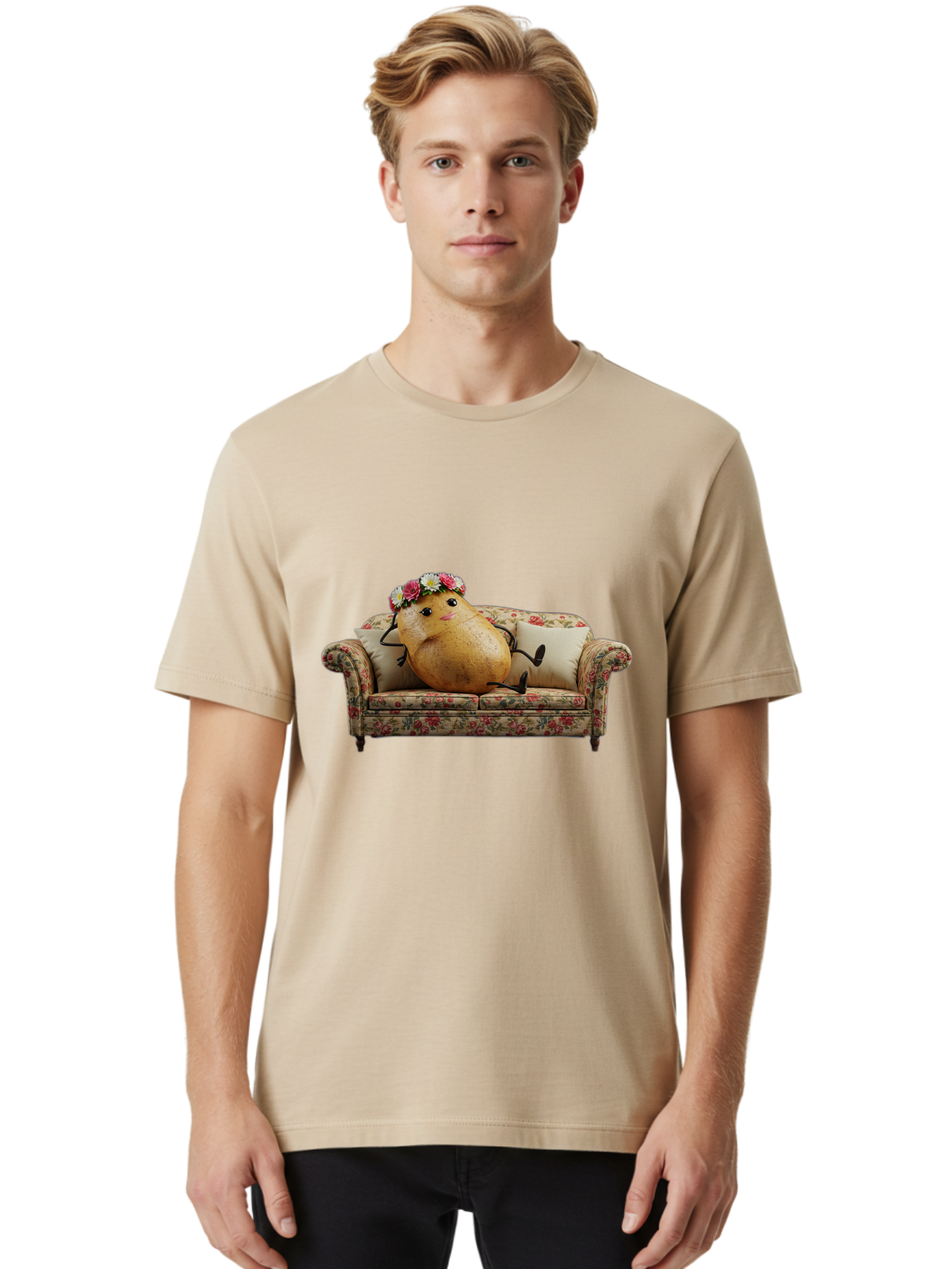 Potato-With-Flowers-On-Sofa Men'S Graphic Tee, 100% Cotton, Comfortable Casual Summer Wear, Machine Washable, Vintage Camera, Old Camera, Antique Camera, Black Camera, Classic Photography, Photography Equipment, Nostalgic Device, Film Camera, Bai253 30