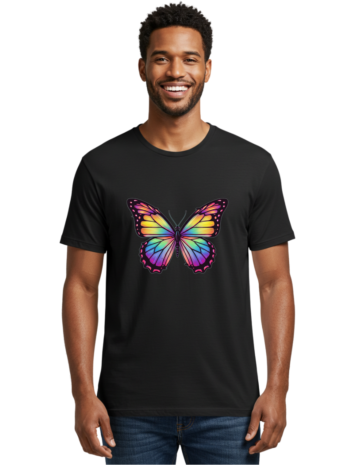 Rainbow-Butterfly-1 Men'S Graphic Tee, 100% Cotton, Comfortable Casual Summer Wear, Machine Washable, Vintage Camera, Old Camera, Antique Camera, Black Camera, Classic Photography, Photography Equipment, Nostalgic Device, Film Camera, Bai286 18