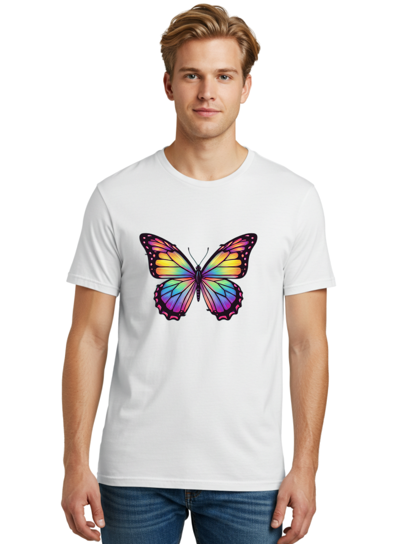 Rainbow-Butterfly-1 Men'S Graphic Tee, 100% Cotton, Comfortable Casual Summer Wear, Machine Washable, Vintage Camera, Old Camera, Antique Camera, Black Camera, Classic Photography, Photography Equipment, Nostalgic Device, Film Camera, Bai286 16