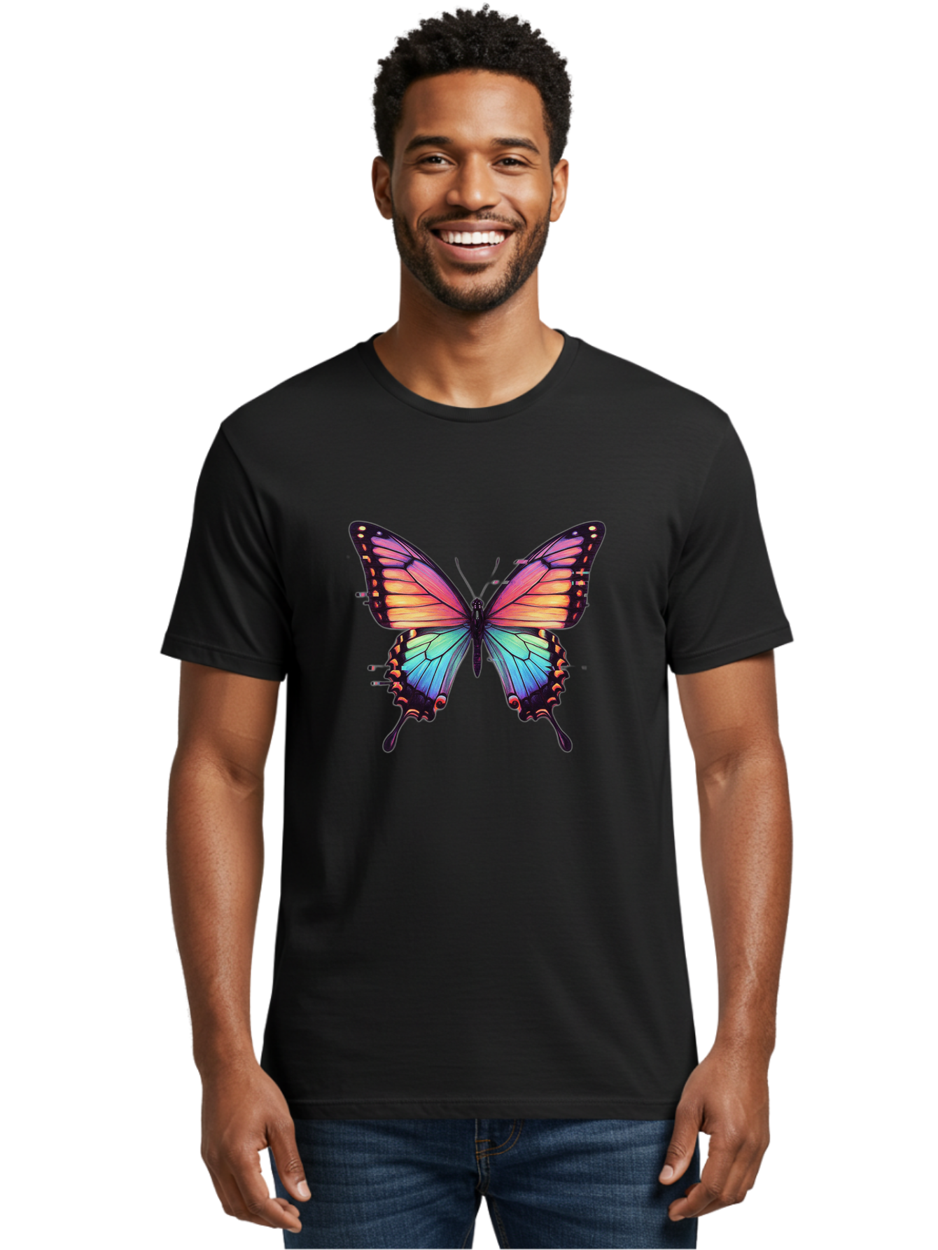 Rainbow-Butterfly Men'S Graphic Tee, 100% Cotton, Comfortable Casual Summer Wear, Machine Washable, Vintage Camera, Old Camera, Antique Camera, Black Camera, Classic Photography, Photography Equipment, Nostalgic Device, Film Camera, Camera Art Bai287 19