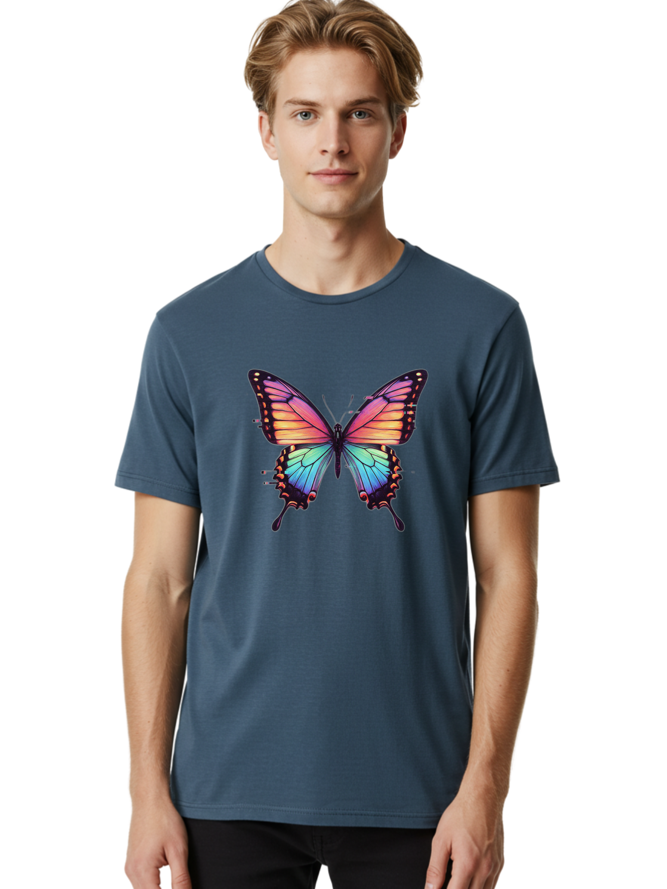 Rainbow-Butterfly Men'S Graphic Tee, 100% Cotton, Comfortable Casual Summer Wear, Machine Washable, Vintage Camera, Old Camera, Antique Camera, Black Camera, Classic Photography, Photography Equipment, Nostalgic Device, Film Camera, Camera Art Bai287 17