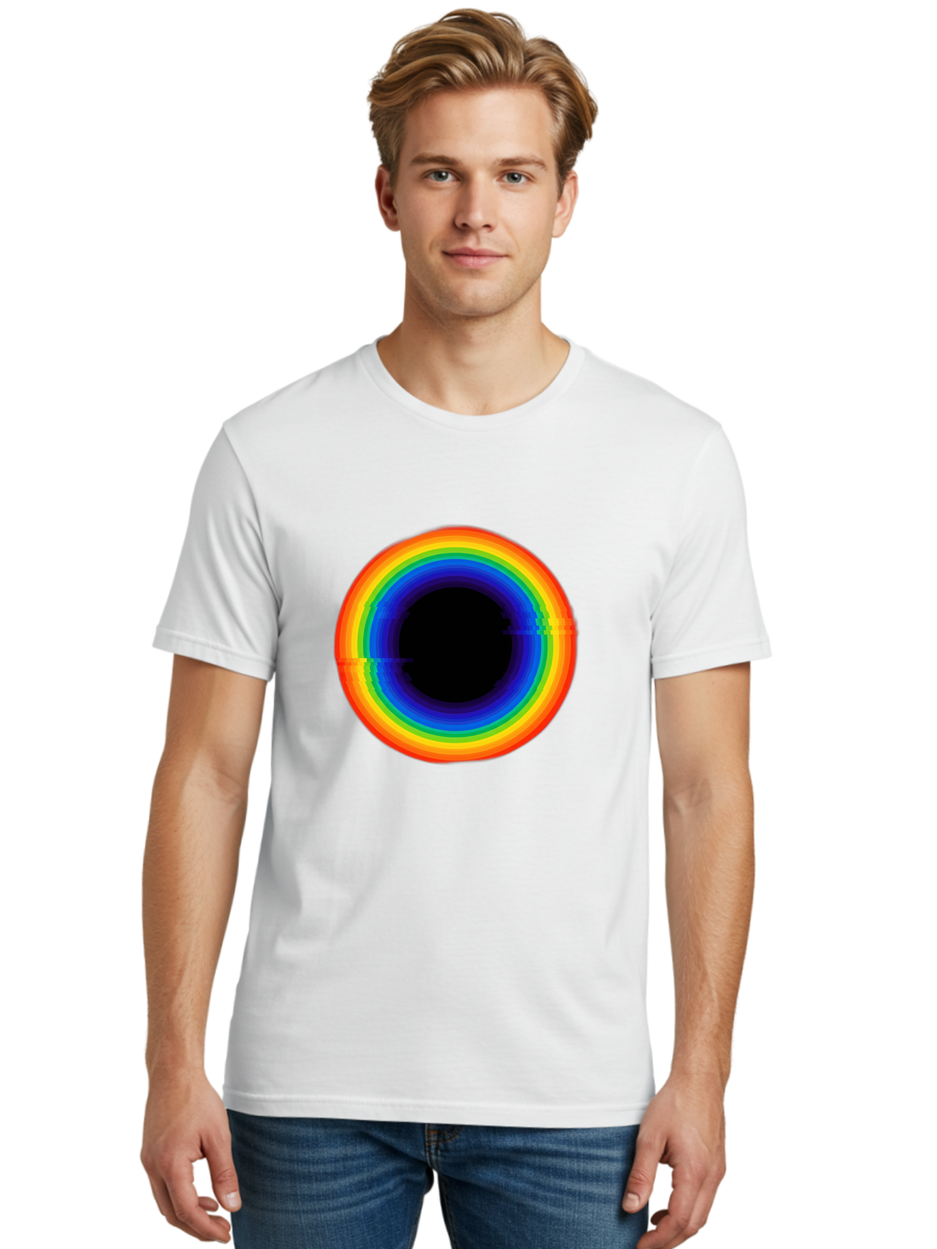 Rainbow-Circle-2 Men'S Graphic Tee, 100% Cotton, Comfortable Casual Summer Wear, Machine Washable, Vintage Camera, Old Camera, Antique Camera, Black Camera, Classic Photography, Photography Equipment, Nostalgic Device, Film Camera, Camera Art Bai289 30