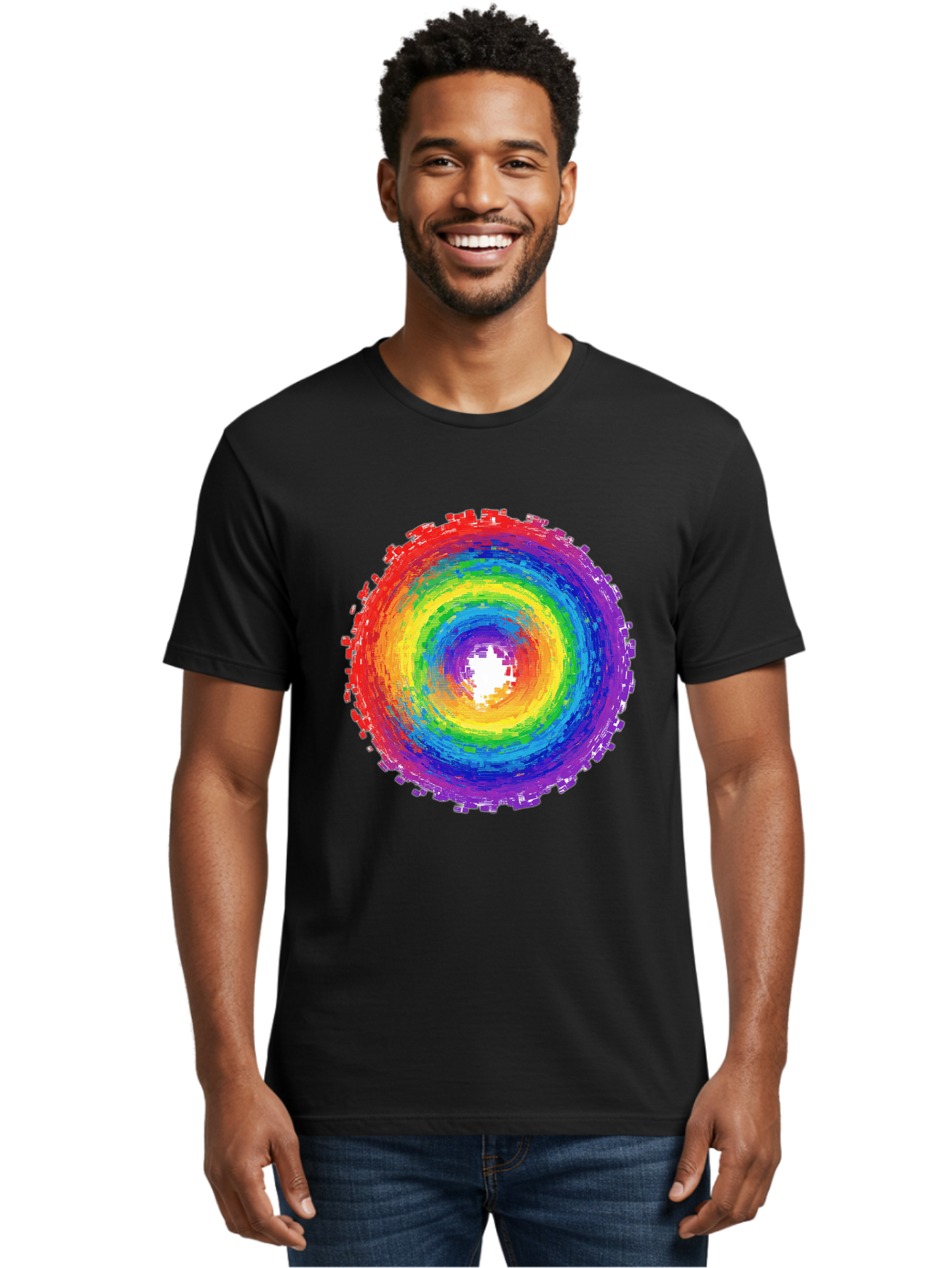 Rainbow-Circle-3 Men'S Graphic Tee, 100% Cotton, Comfortable Casual Summer Wear, Machine Washable, Vintage Camera, Old Camera, Antique Camera, Black Camera, Classic Photography, Photography Equipment, Nostalgic Device, Film Camera, Camera Art Bai290 26