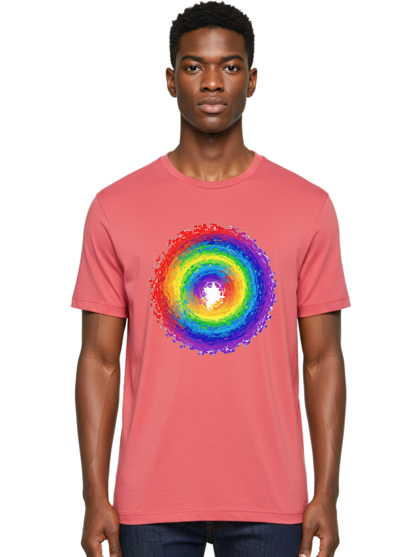 Rainbow-Circle-3 Men'S Graphic Tee, 100% Cotton, Comfortable Casual Summer Wear, Machine Washable, Vintage Camera, Old Camera, Antique Camera, Black Camera, Classic Photography, Photography Equipment, Nostalgic Device, Film Camera, Camera Art Bai290 25