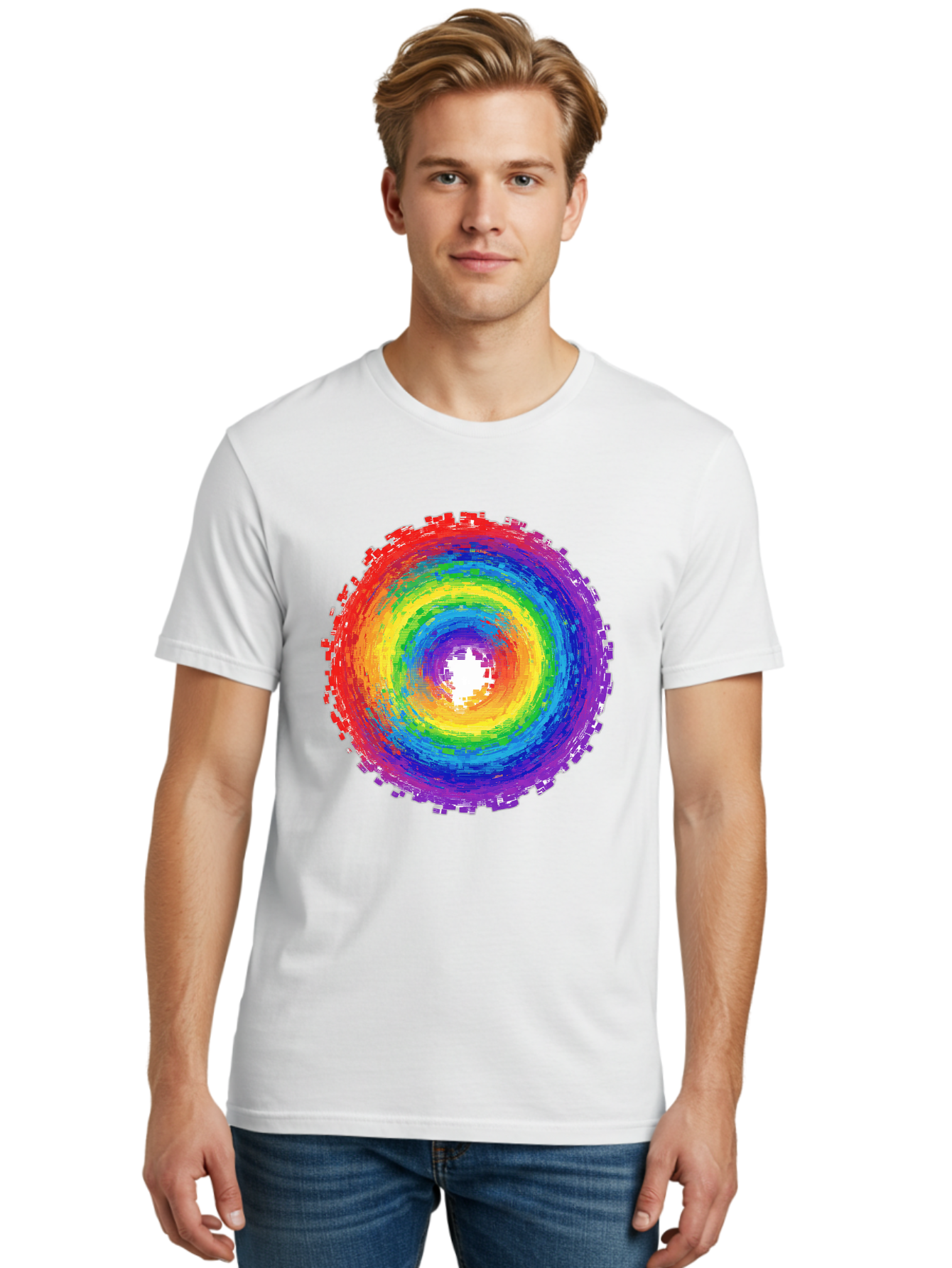 Rainbow-Circle-3 Men'S Graphic Tee, 100% Cotton, Comfortable Casual Summer Wear, Machine Washable, Vintage Camera, Old Camera, Antique Camera, Black Camera, Classic Photography, Photography Equipment, Nostalgic Device, Film Camera, Camera Art Bai290 18