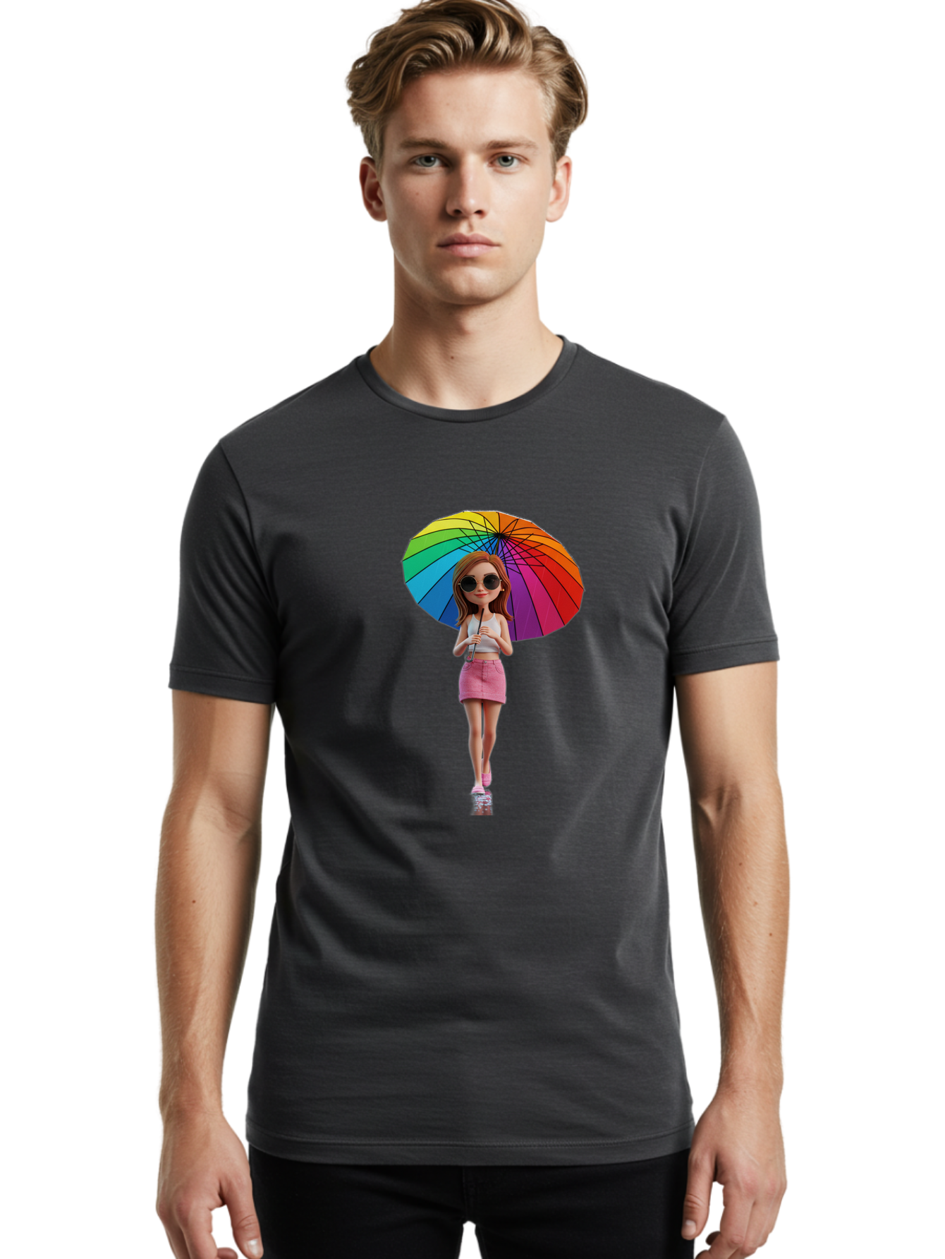 Rainbow-Umbrella-Girl Men'S Graphic Tee, 100% Cotton, Comfortable Casual Summer Wear, Machine Washable, Vintage Camera, Old Camera, Antique Camera, Black Camera, Classic Photography, Photography Equipment, Nostalgic Device, Film Camera, Bai297 28
