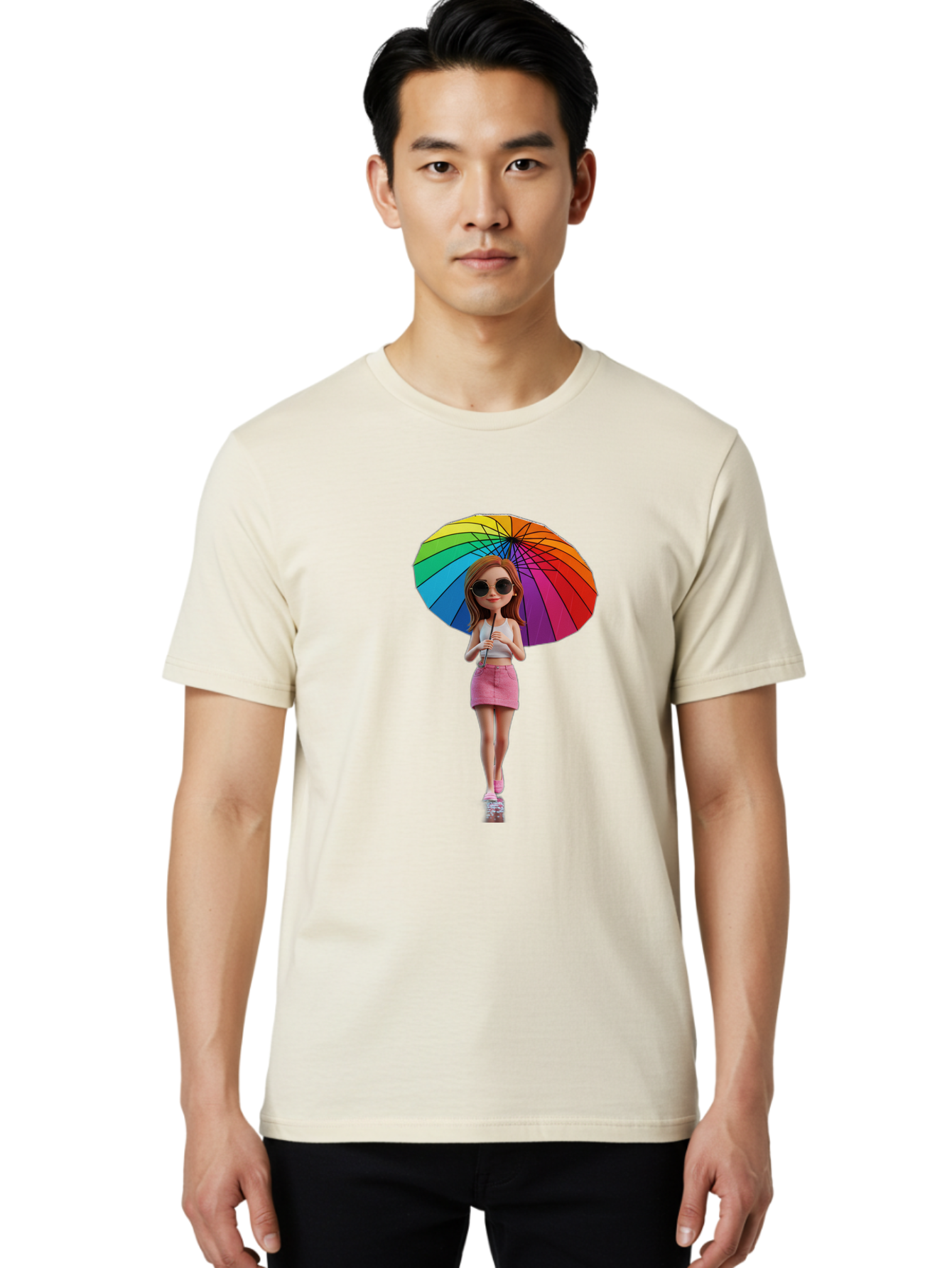 Rainbow-Umbrella-Girl Men'S Graphic Tee, 100% Cotton, Comfortable Casual Summer Wear, Machine Washable, Vintage Camera, Old Camera, Antique Camera, Black Camera, Classic Photography, Photography Equipment, Nostalgic Device, Film Camera, Bai297 21