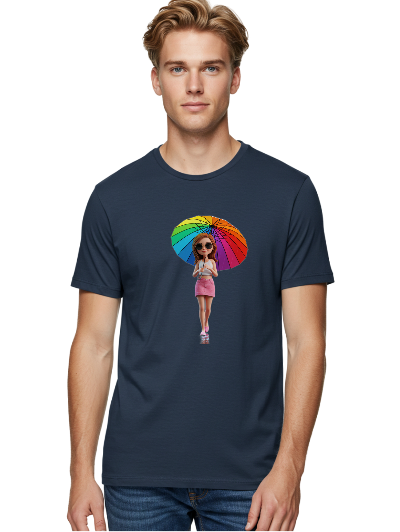 Rainbow-Umbrella-Girl Men'S Graphic Tee, 100% Cotton, Comfortable Casual Summer Wear, Machine Washable, Vintage Camera, Old Camera, Antique Camera, Black Camera, Classic Photography, Photography Equipment, Nostalgic Device, Film Camera, Bai297 25