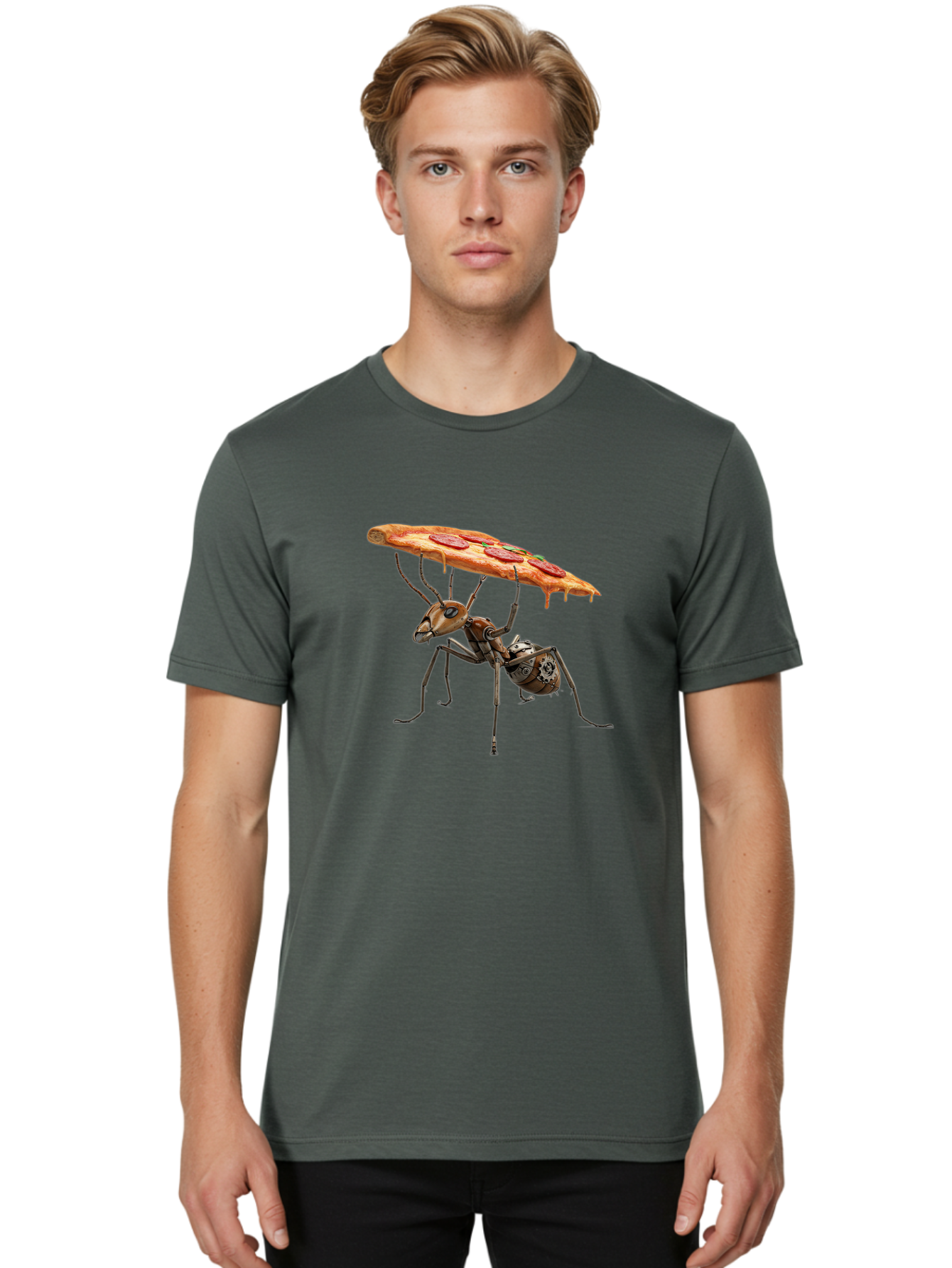 Robot-Ant-Pizza-Carrier Men'S Graphic Tee, 100% Cotton, Comfortable Casual Summer Wear, Machine Washable, Vintage Camera, Old Camera, Antique Camera, Black Camera, Classic Photography, Photography Equipment, Nostalgic Device, Film Camera, Bai303 17