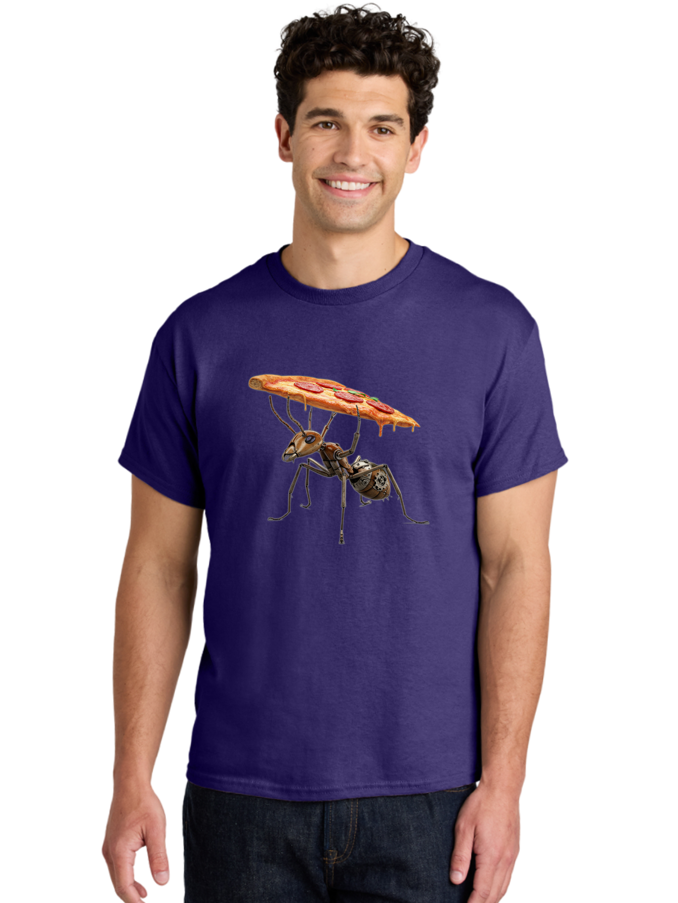Robot-Ant-Pizza-Carrier Men'S Graphic Tee, 100% Cotton, Comfortable Casual Summer Wear, Machine Washable, Vintage Camera, Old Camera, Antique Camera, Black Camera, Classic Photography, Photography Equipment, Nostalgic Device, Film Camera, Bai303 30