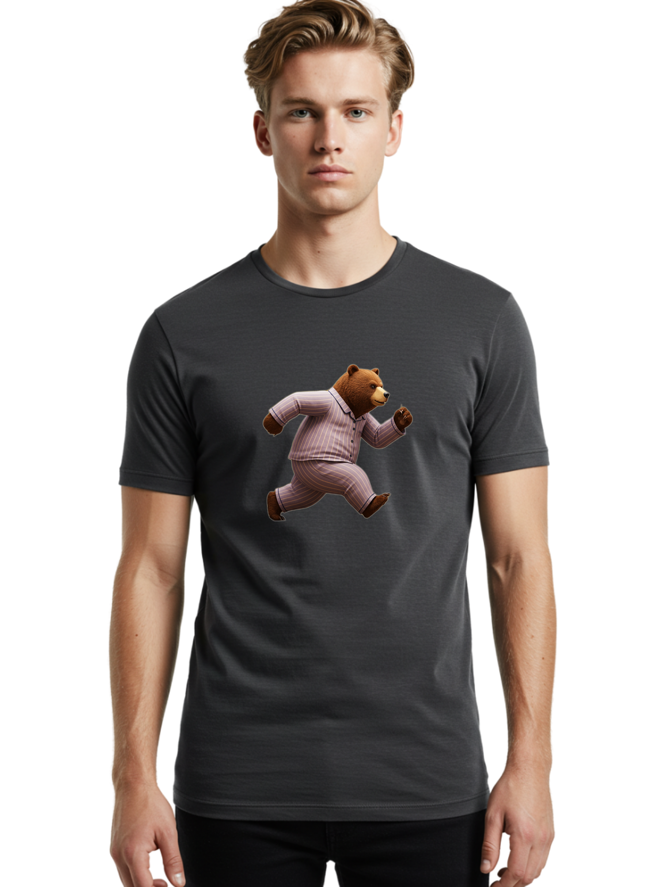 Running-Bear-In-Pajamas Men'S Graphic Tee, 100% Cotton, Comfortable Casual Summer Wear, Machine Washable, Vintage Camera, Old Camera, Antique Camera, Black Camera, Classic Photography, Photography Equipment, Nostalgic Device, Film Camera, Bai308 23