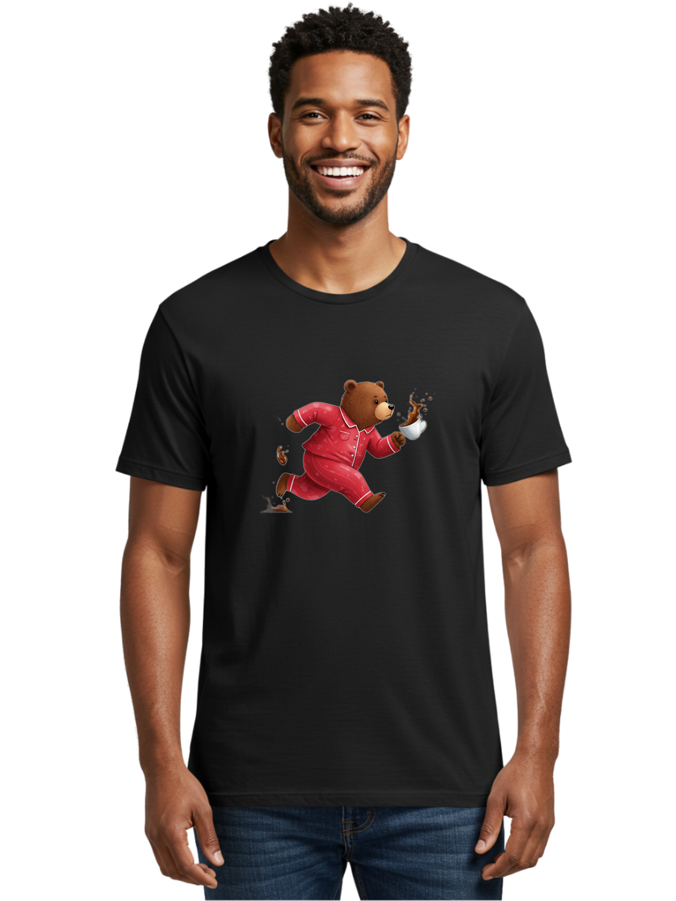 Running-Bear-With-Coffee Men'S Graphic Tee, 100% Cotton, Comfortable Casual Summer Wear, Machine Washable, Vintage Camera, Old Camera, Antique Camera, Black Camera, Classic Photography, Photography Equipment, Nostalgic Device, Film Camera, Bai309 18