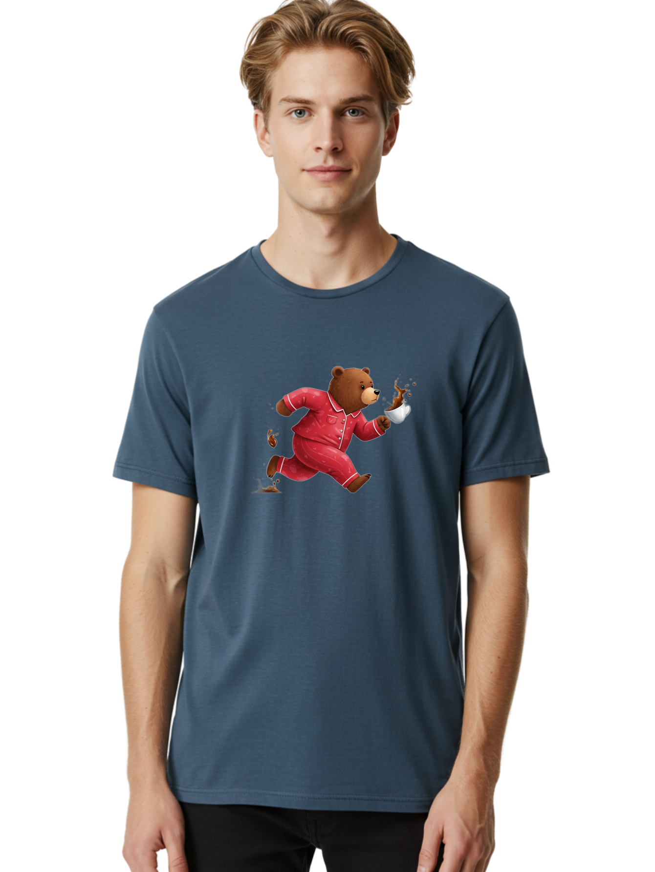 Running-Bear-With-Coffee Men'S Graphic Tee, 100% Cotton, Comfortable Casual Summer Wear, Machine Washable, Vintage Camera, Old Camera, Antique Camera, Black Camera, Classic Photography, Photography Equipment, Nostalgic Device, Film Camera, Bai309 16