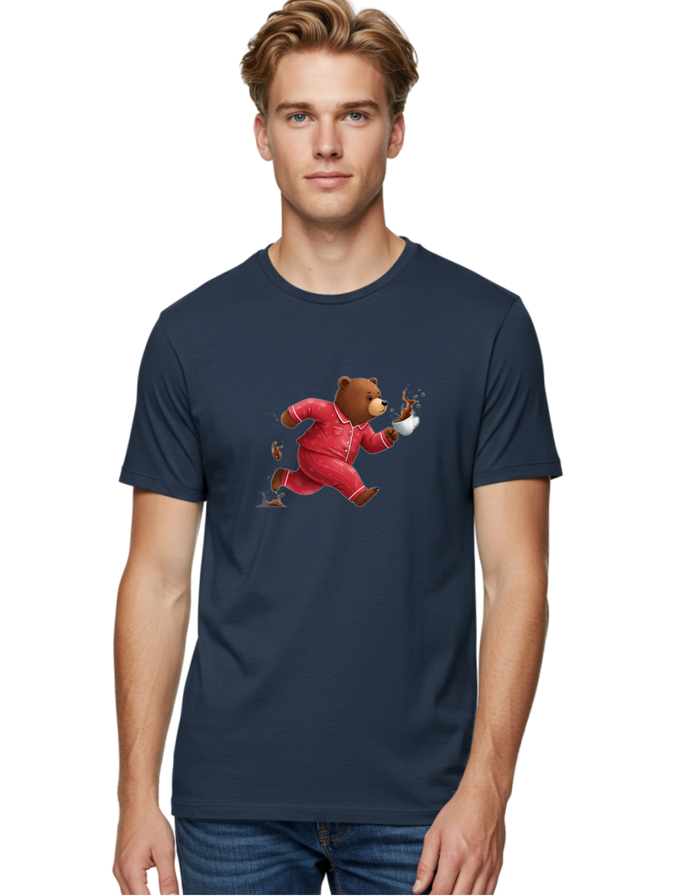 Running-Bear-With-Coffee Men'S Graphic Tee, 100% Cotton, Comfortable Casual Summer Wear, Machine Washable, Vintage Camera, Old Camera, Antique Camera, Black Camera, Classic Photography, Photography Equipment, Nostalgic Device, Film Camera, Bai309 30