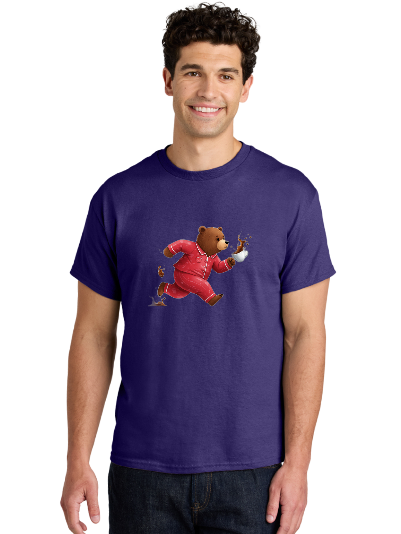 Running-Bear-With-Coffee Men'S Graphic Tee, 100% Cotton, Comfortable Casual Summer Wear, Machine Washable, Vintage Camera, Old Camera, Antique Camera, Black Camera, Classic Photography, Photography Equipment, Nostalgic Device, Film Camera, Bai309 25