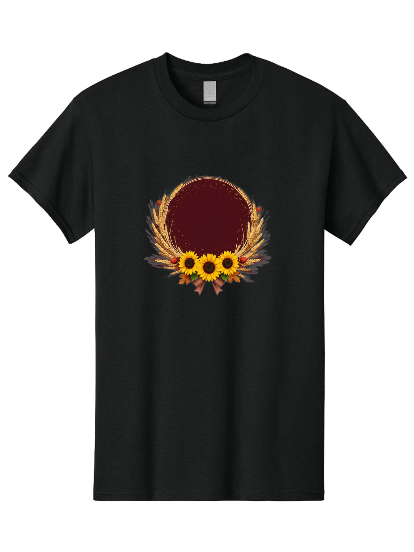 Sunflower-Wreath-Frame Men'S Graphic Tee, 100% Cotton, Comfortable Casual Summer Wear, Machine Washable, Vintage Camera, Old Camera, Antique Camera, Black Camera, Classic Photography, Photography Equipment, Nostalgic Device, Film Camera, Bai430 1