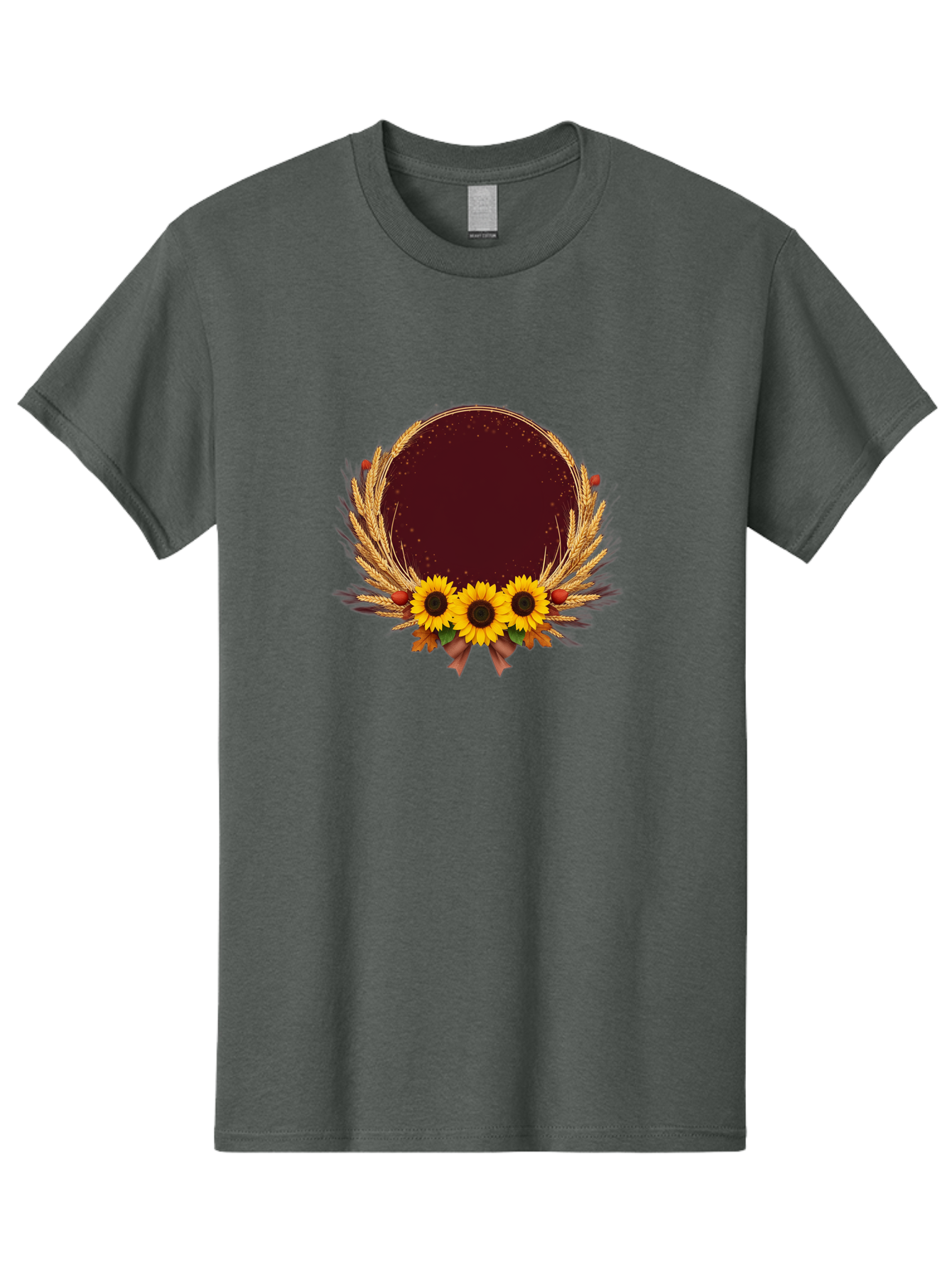 Sunflower-Wreath-Frame Men'S Graphic Tee, 100% Cotton, Comfortable Casual Summer Wear, Machine Washable, Vintage Camera, Old Camera, Antique Camera, Black Camera, Classic Photography, Photography Equipment, Nostalgic Device, Film Camera, Bai430 15
