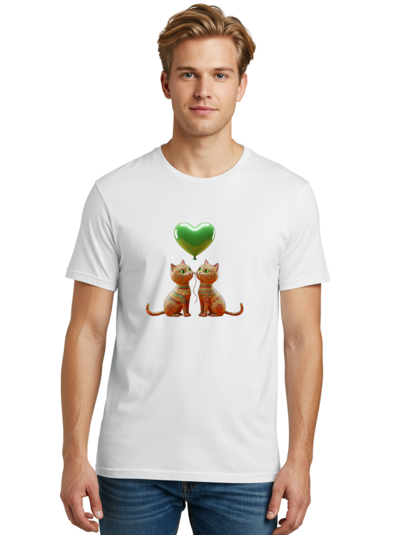 Two-Cats-With-Heart-Balloon-1 Men'S Graphic Tee, 100% Cotton, Comfortable Casual Summer Wear, Machine Washable, Vintage Camera, Old Camera, Antique Camera, Black Camera, Classic Photography, Photography Equipment, Nostalgic Device, Bai489 28