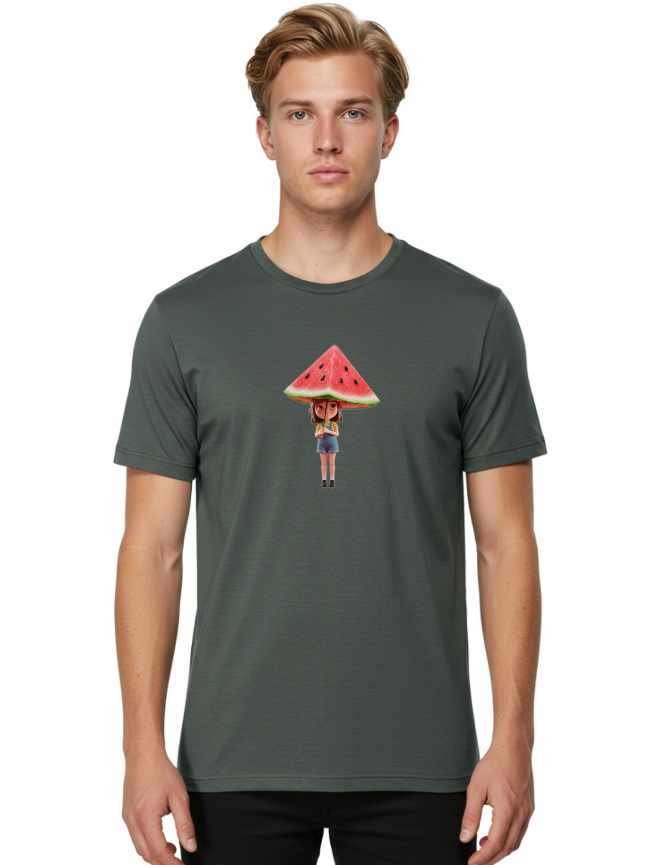 Watermelon-Umbrella-Girl Men'S Graphic Tee, 100% Cotton, Comfortable Casual Summer Wear, Machine Washable, Vintage Camera, Old Camera, Antique Camera, Black Camera, Classic Photography, Photography Equipment, Nostalgic Device, Film Camera, Bai556 19