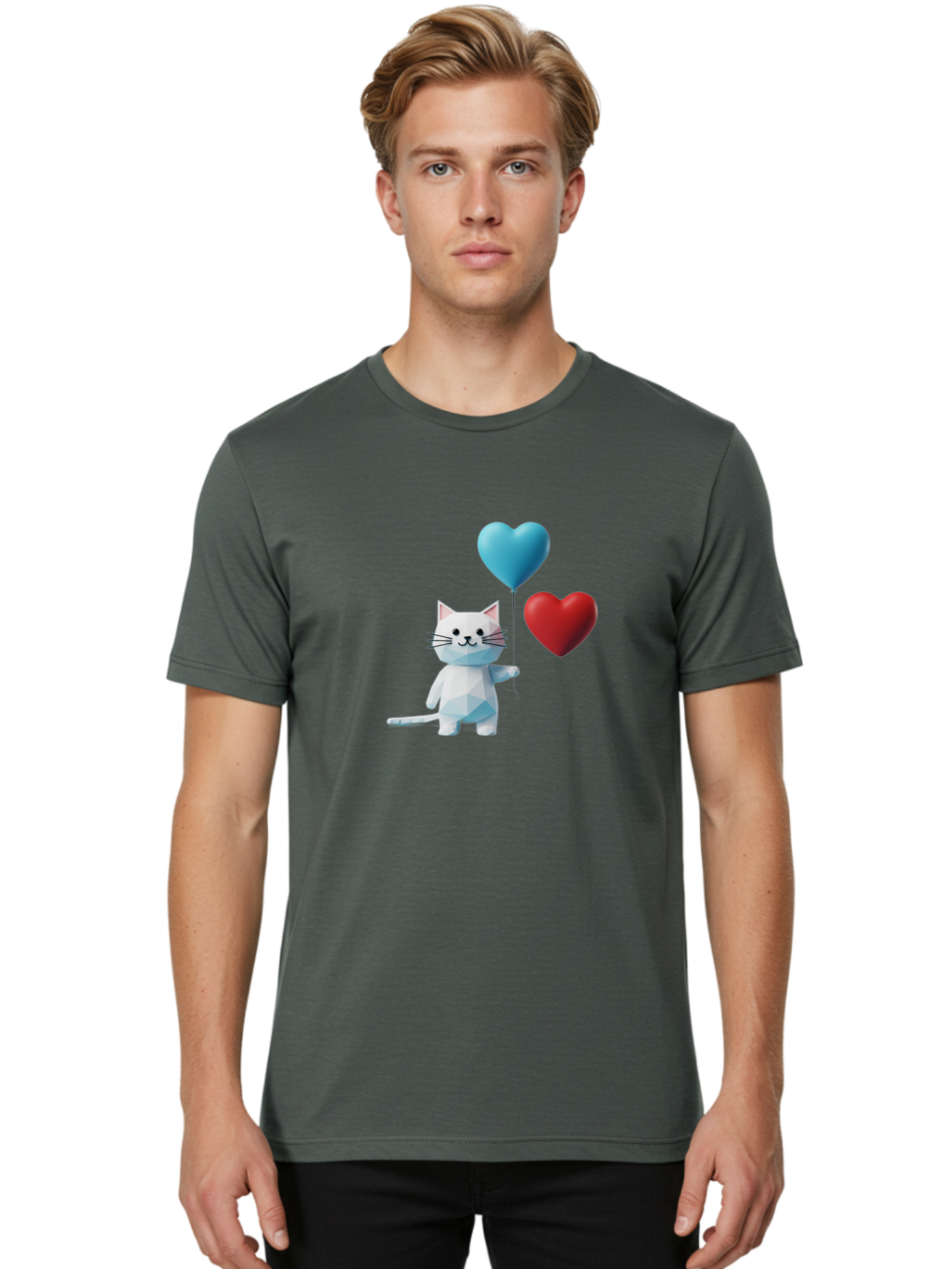 White-Cat-With-Heart-Balloons Men'S Graphic Tee, 100% Cotton, Comfortable Casual Summer Wear, Machine Washable, Vintage Camera, Old Camera, Antique Camera, Black Camera, Classic Photography, Photography Equipment, Nostalgic Device, Bai558 22