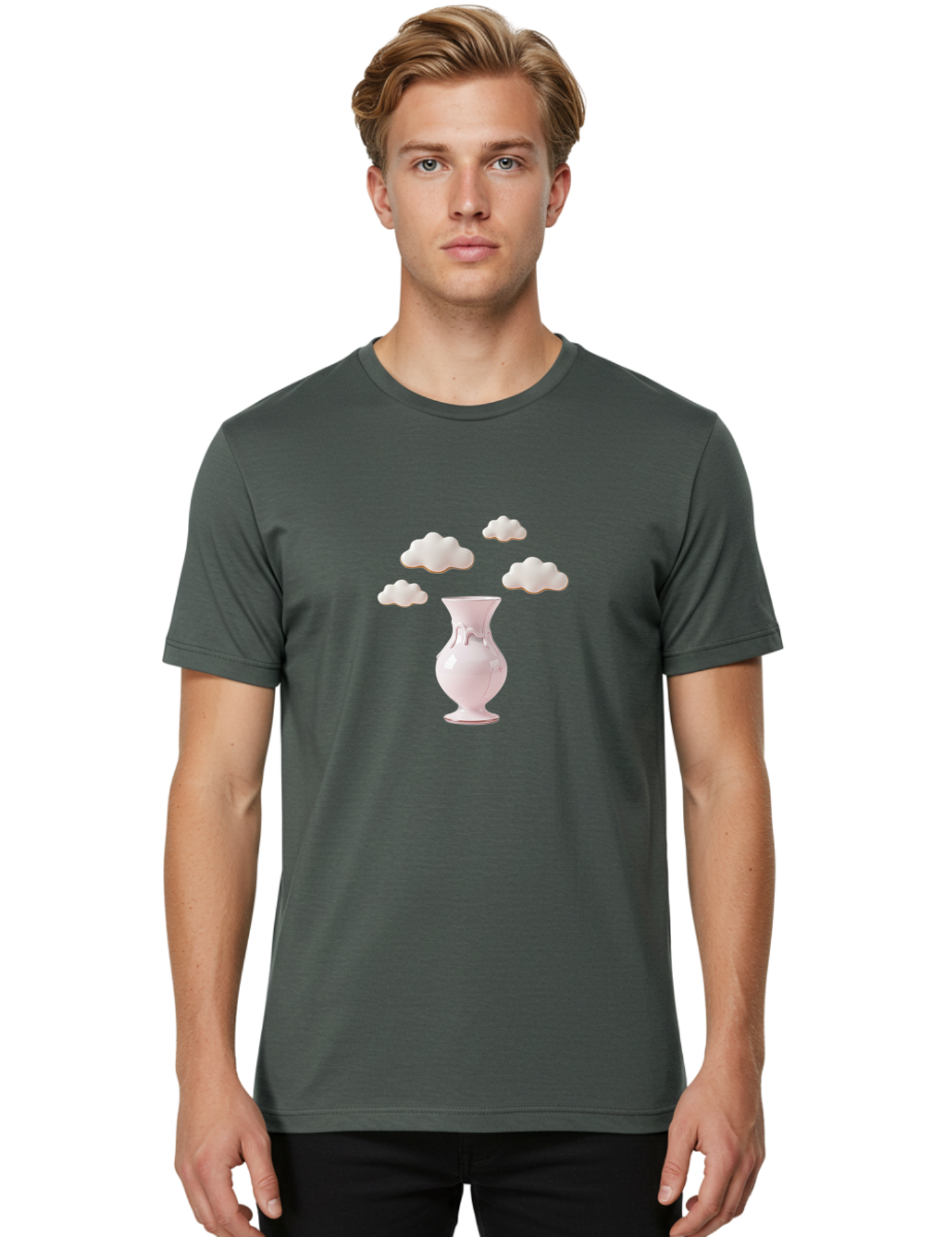 White-Vase-With-Clouds Men'S Graphic Tee, 100% Cotton, Comfortable Casual Summer Wear, Machine Washable, Vintage Camera, Old Camera, Antique Camera, Black Camera, Classic Photography, Photography Equipment, Nostalgic Device, Film Camera, Bai559 19