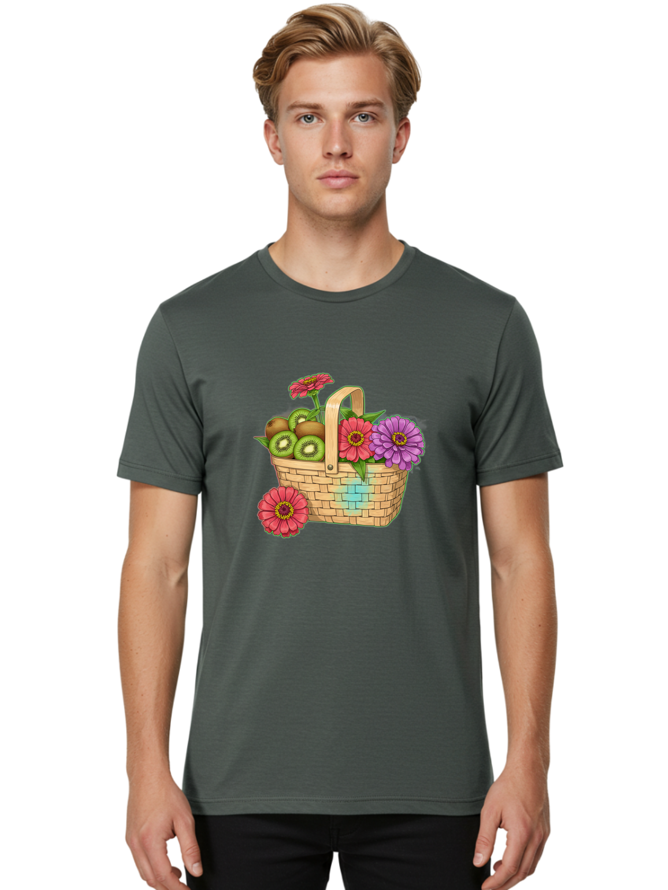 Basket-Of-Flowers-And-Kiwi-Fruits Men'S Graphic Tee, 100% Cotton, Comfortable Casual Summer Wear, Machine Washable, Vintage Camera, Old Camera, Antique Camera, Black Camera, Classic Photography, Photography Equipment, Nostalgic Device, Bai587 30