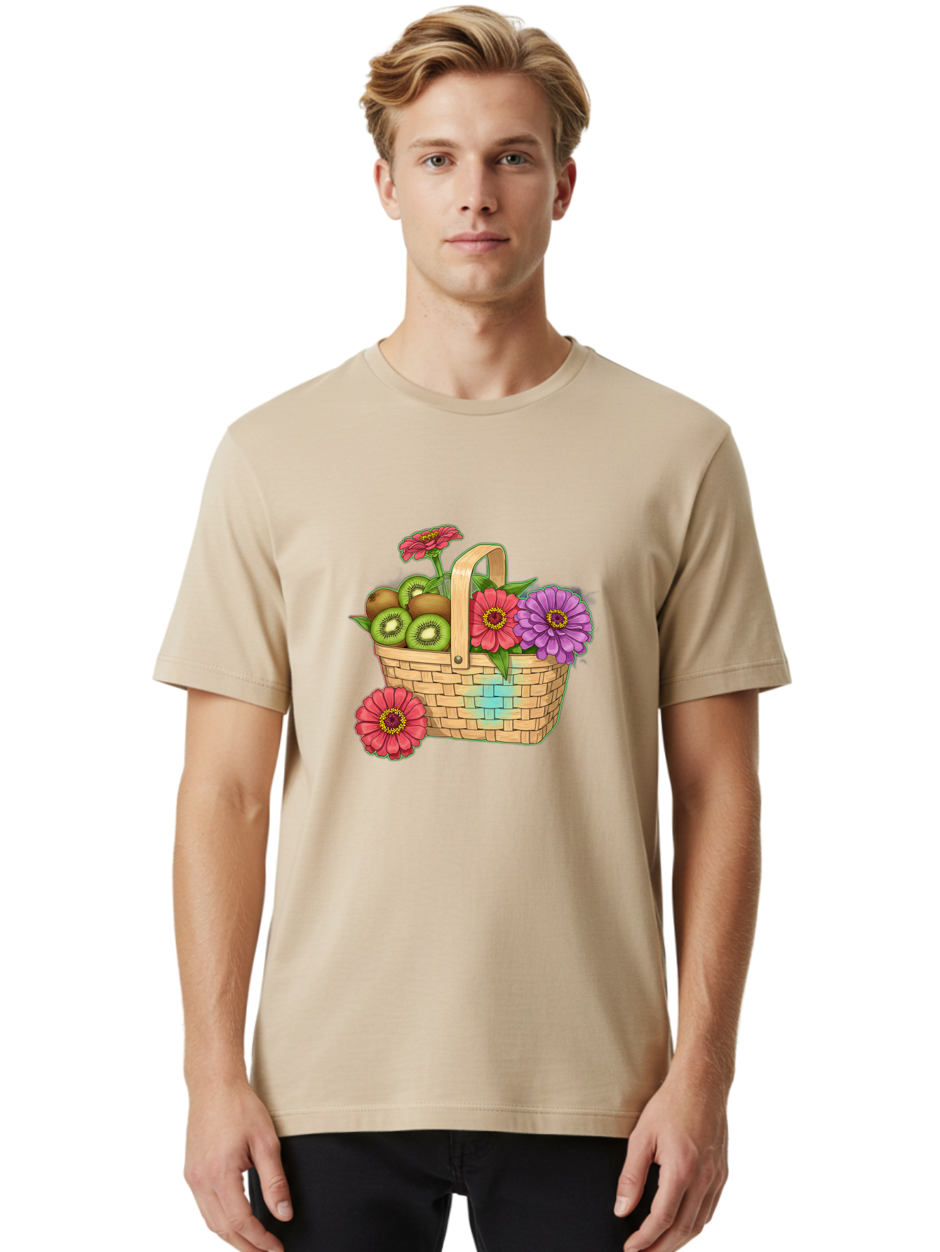 Basket-Of-Flowers-And-Kiwi-Fruits Men'S Graphic Tee, 100% Cotton, Comfortable Casual Summer Wear, Machine Washable, Vintage Camera, Old Camera, Antique Camera, Black Camera, Classic Photography, Photography Equipment, Nostalgic Device, Bai587 16