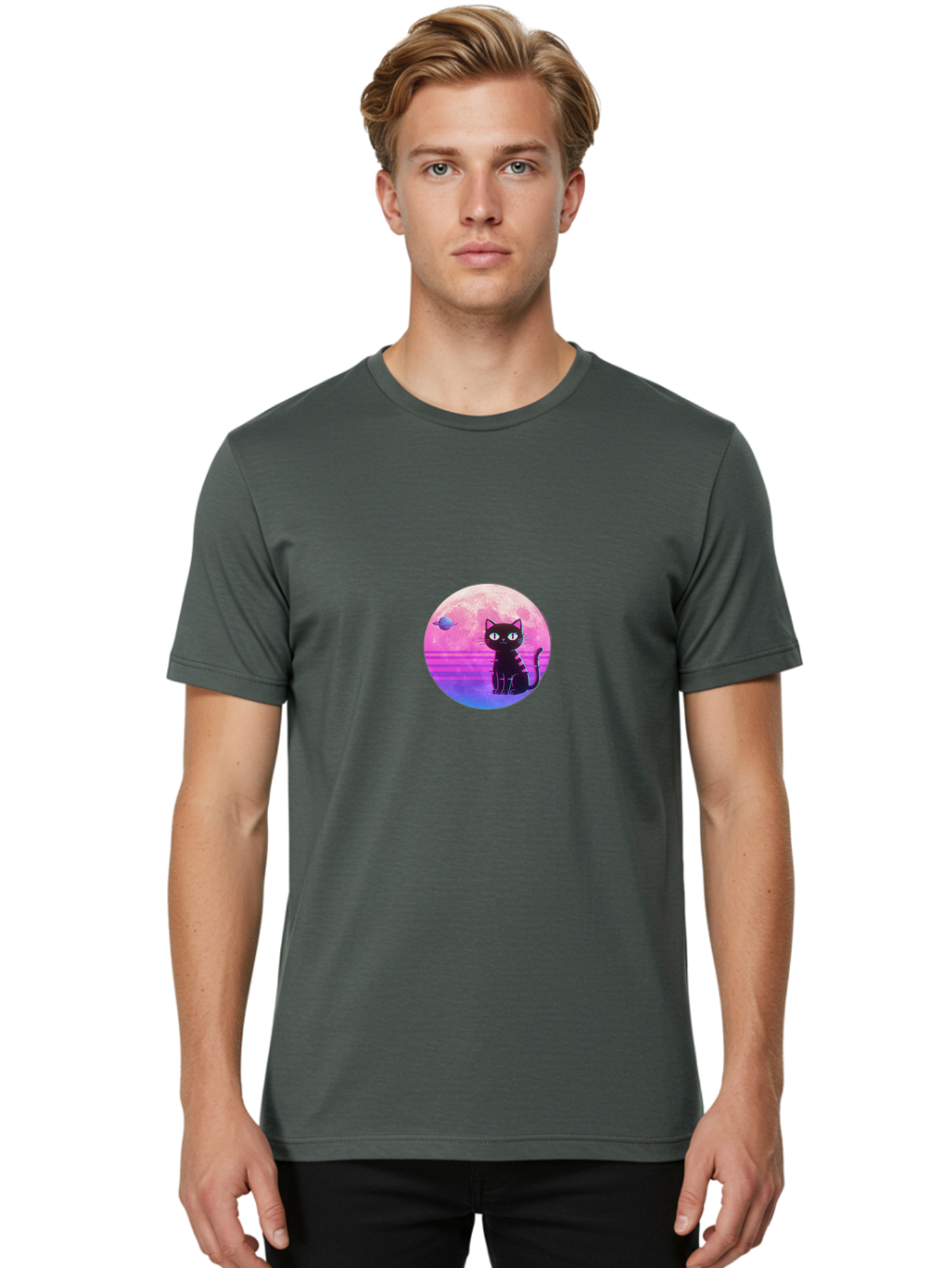 Black-Cat-1 Men'S Graphic Tee, 100% Cotton, Comfortable Casual Summer Wear, Machine Washable, Vintage Camera, Old Camera, Antique Camera, Black Camera, Classic Photography, Photography Equipment, Nostalgic Device, Film Camera, Camera Art Bai591 27